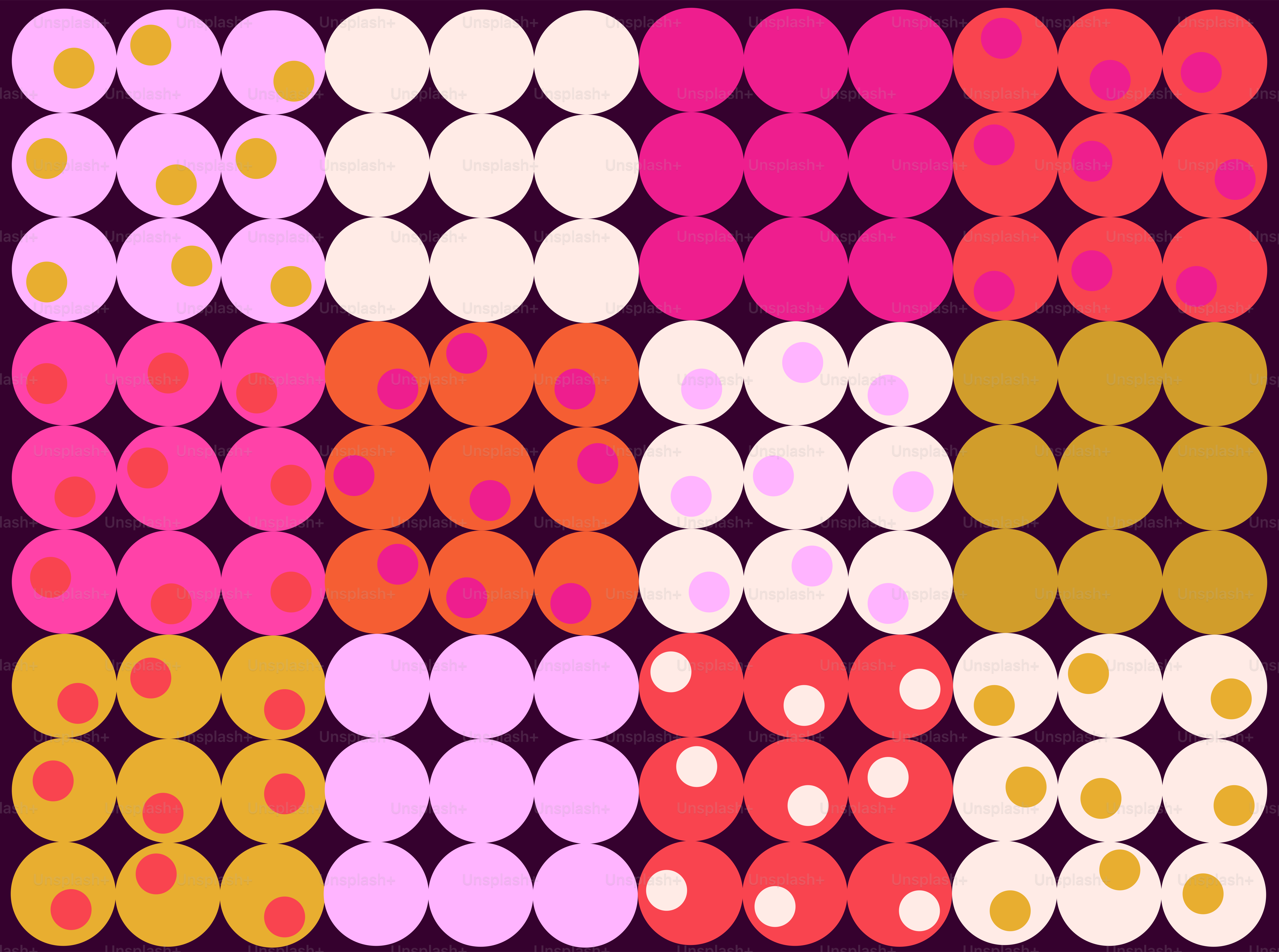 Colorful circles arranged in a grid pattern.