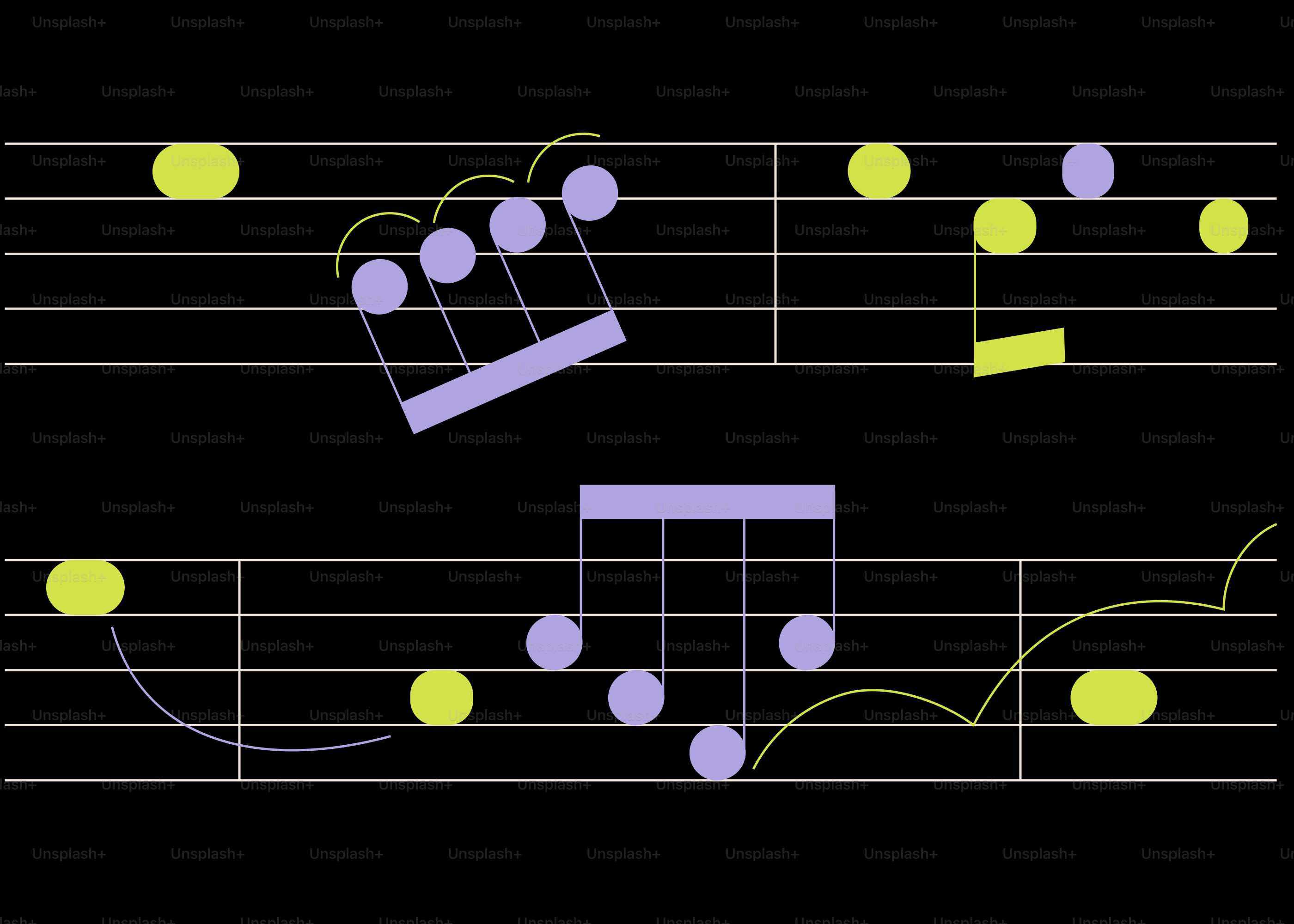 Notes de musique sur fond noir