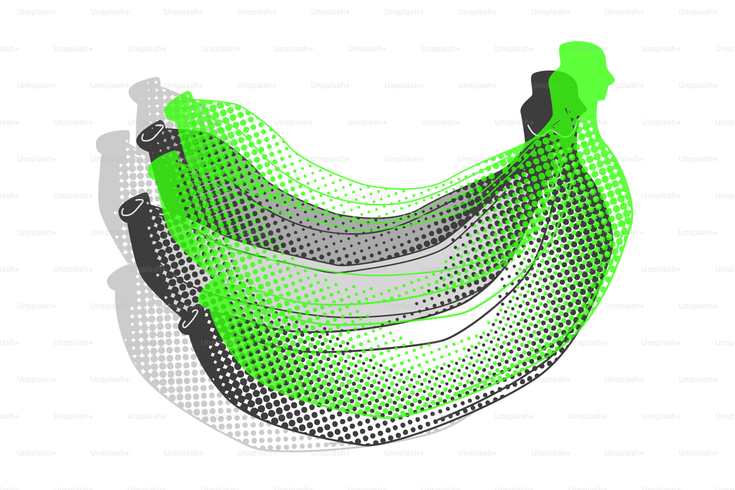 A bunch of green bananas with shadows