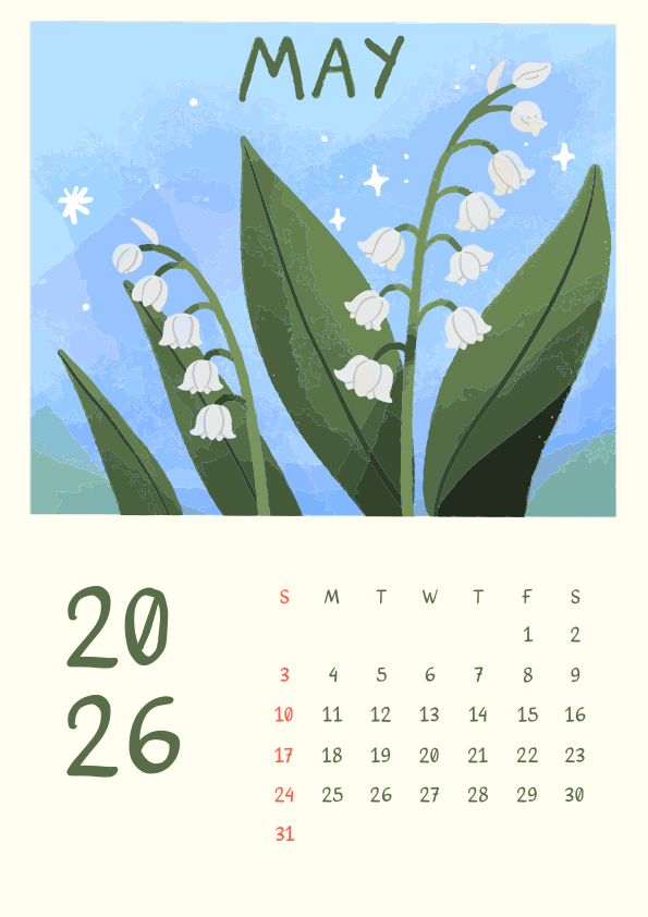スズランの花が咲いた5月のカレンダー