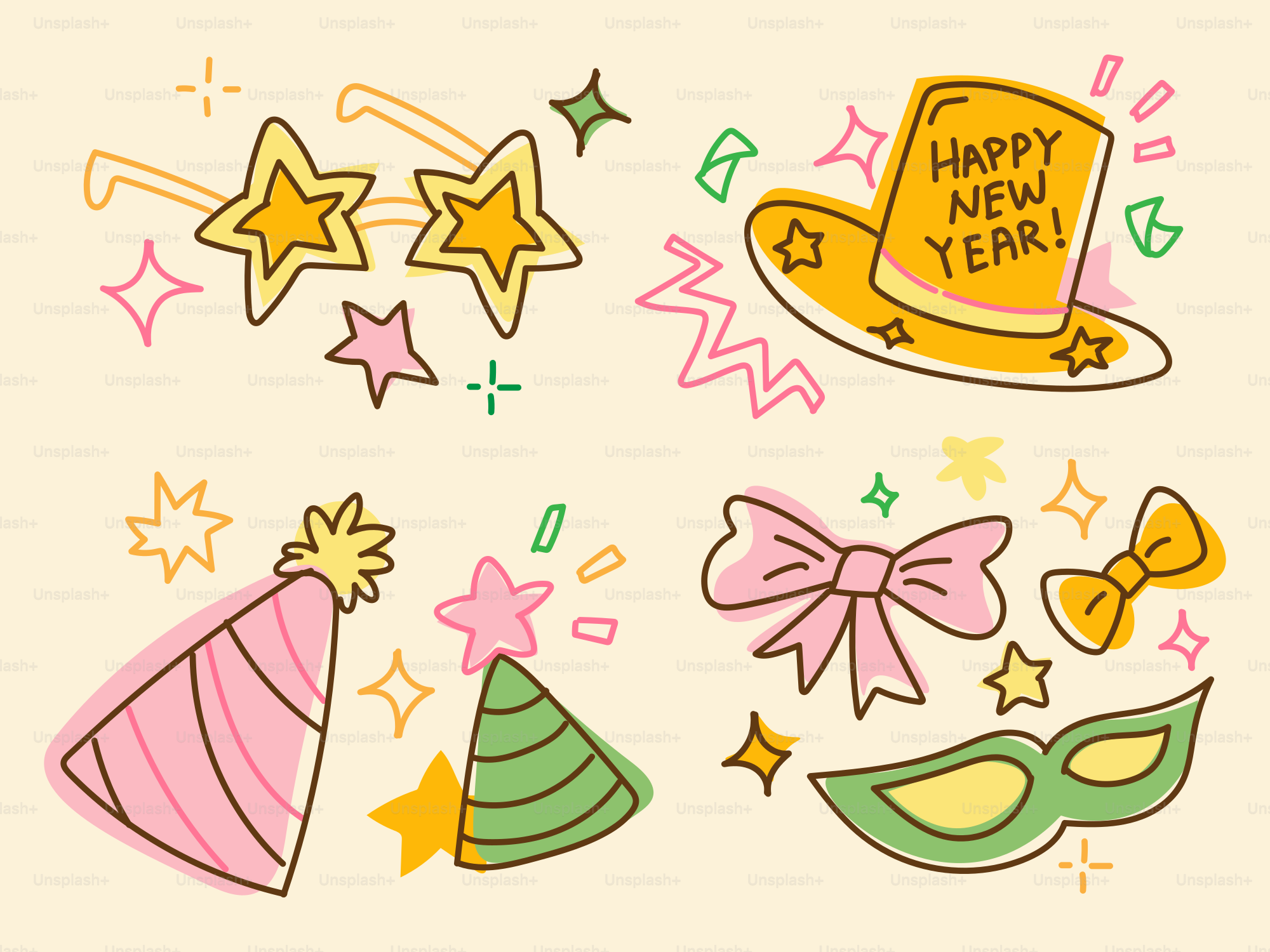 New year's eve party accessories and decorations