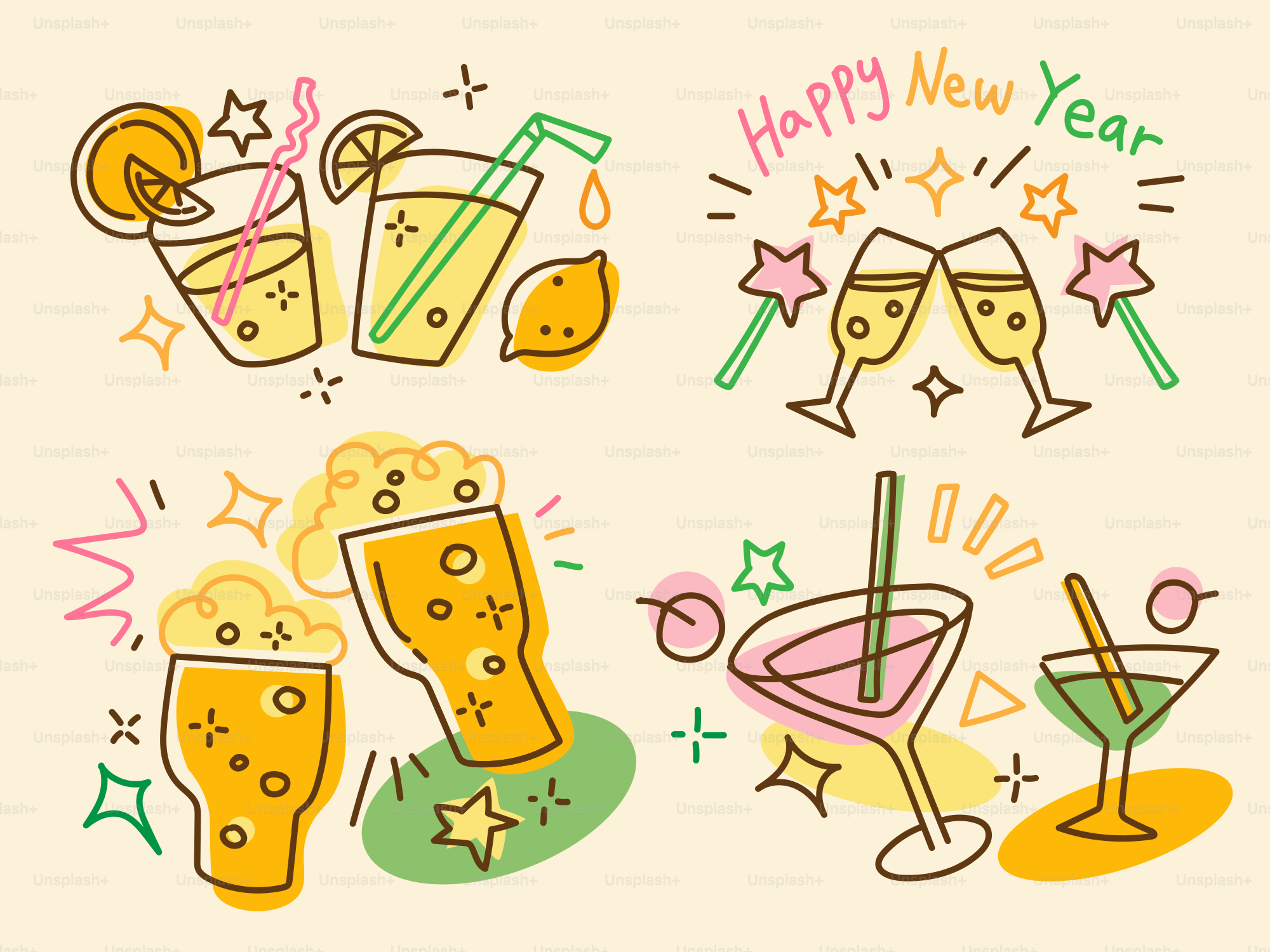 Boissons de célébration et toast du Nouvel An