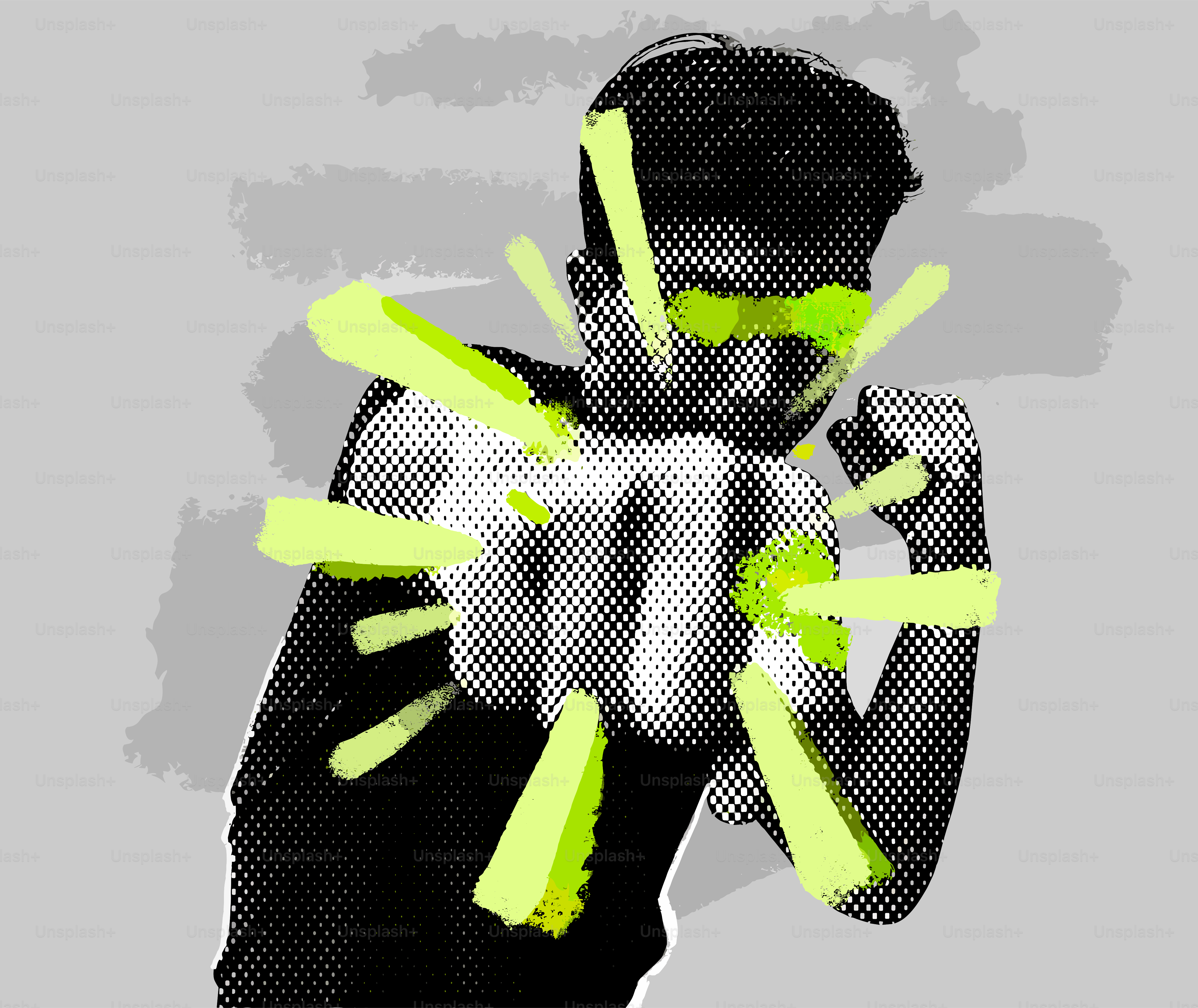 Man throwing a punch with neon green accents.
