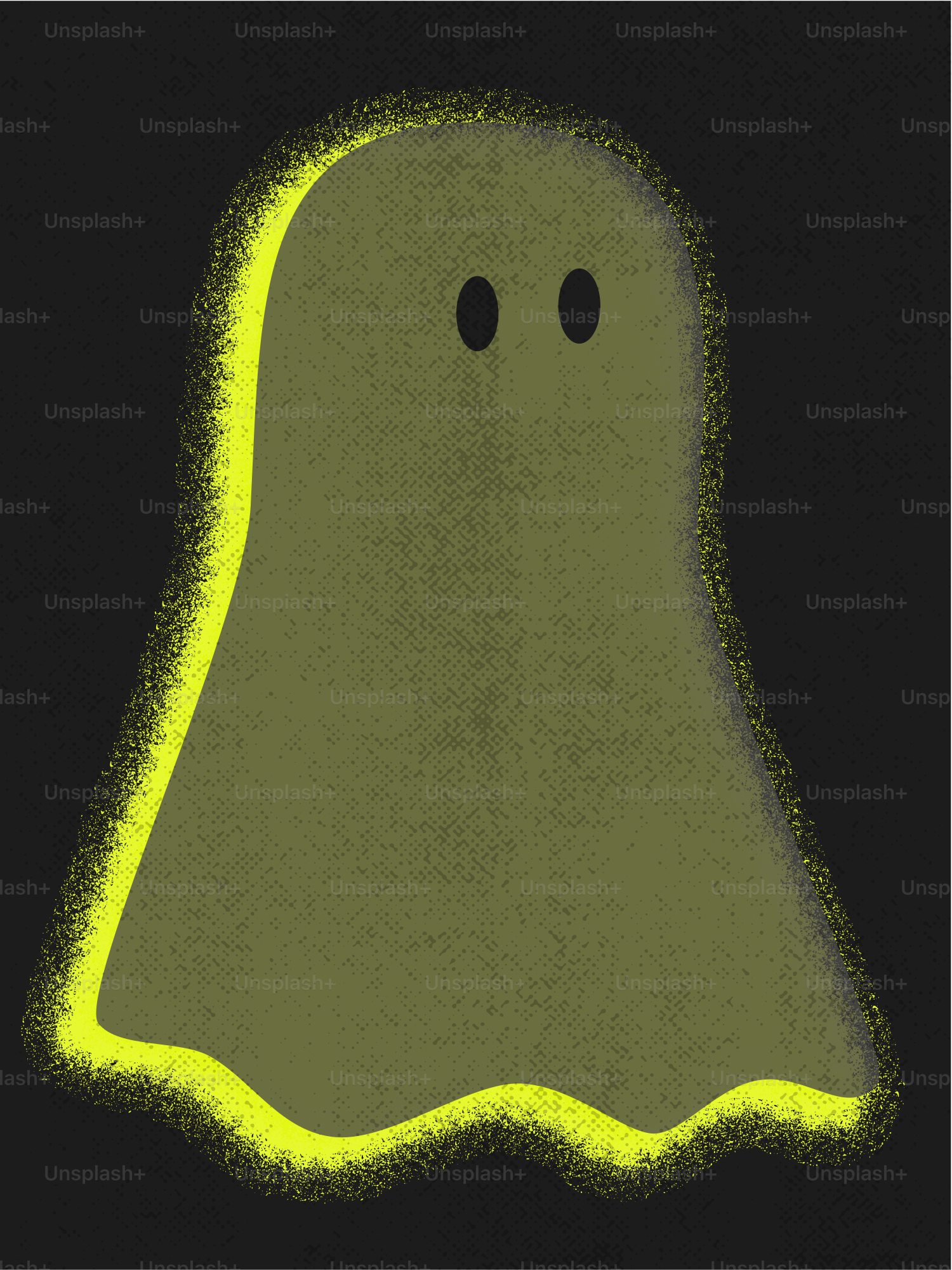 A simple ghost with a glowing outline.