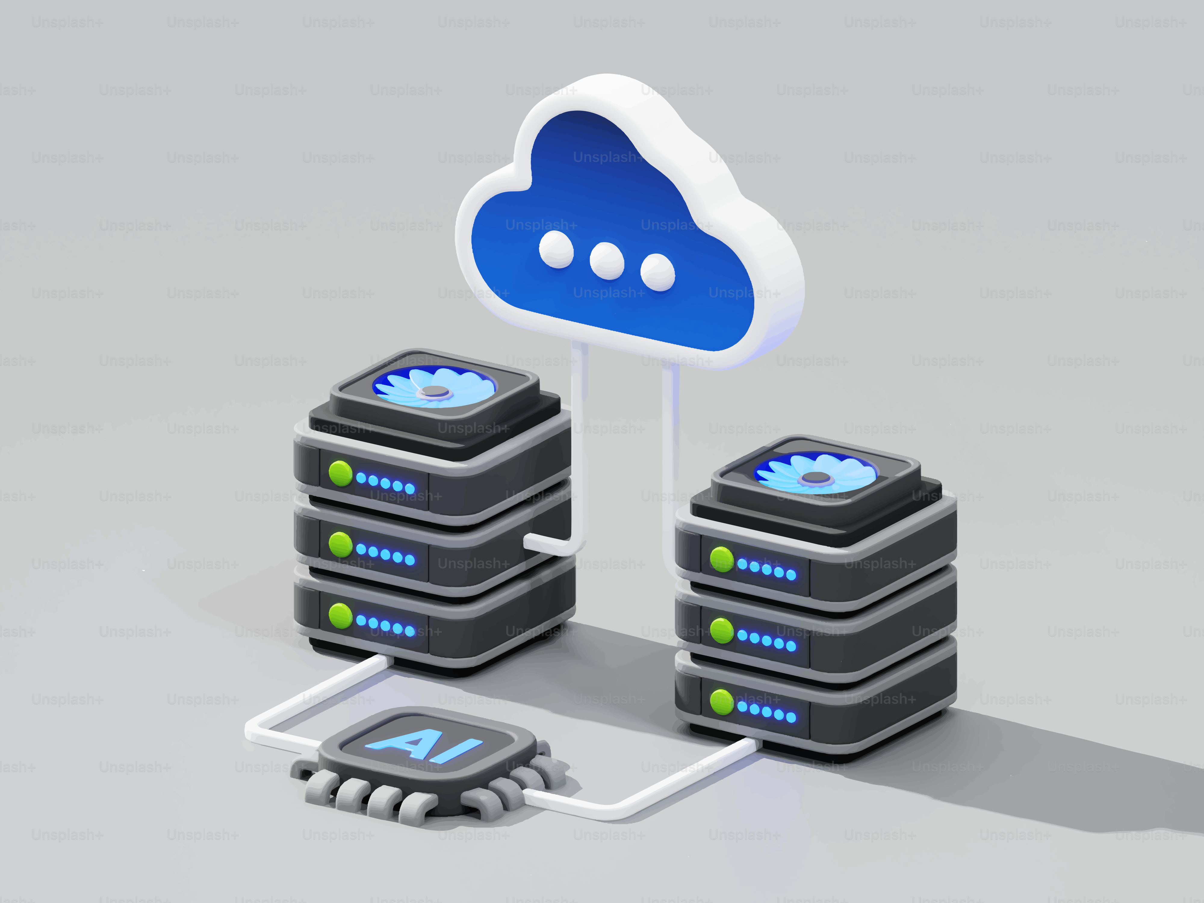 Cloud computing with servers and laptop vector – Technology Image on ...