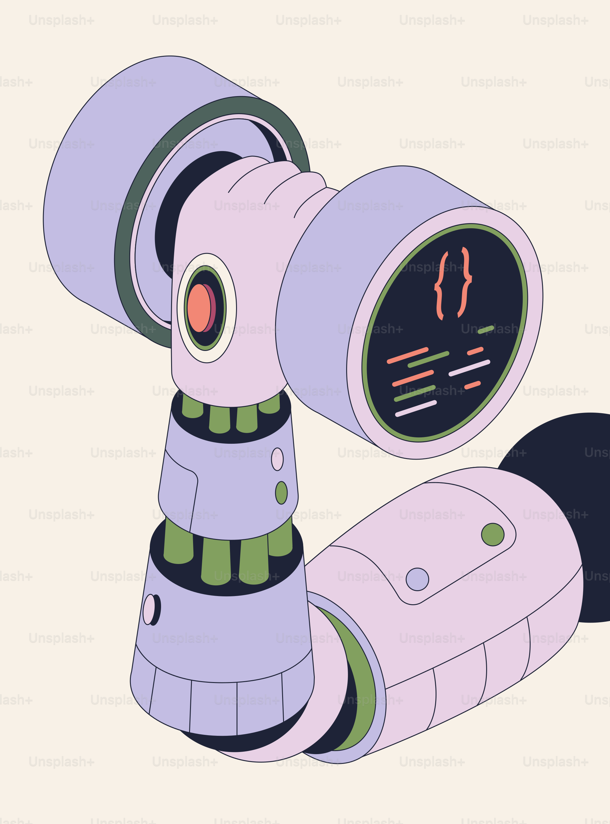 Robotic arm with code on screen