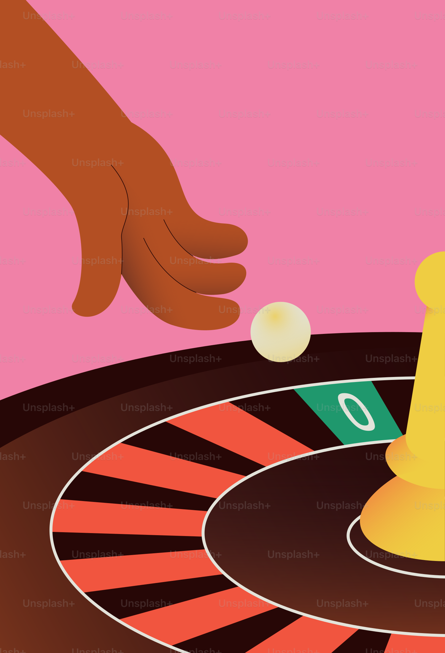 Una mano que deja caer una bola en una rueda de ruleta.