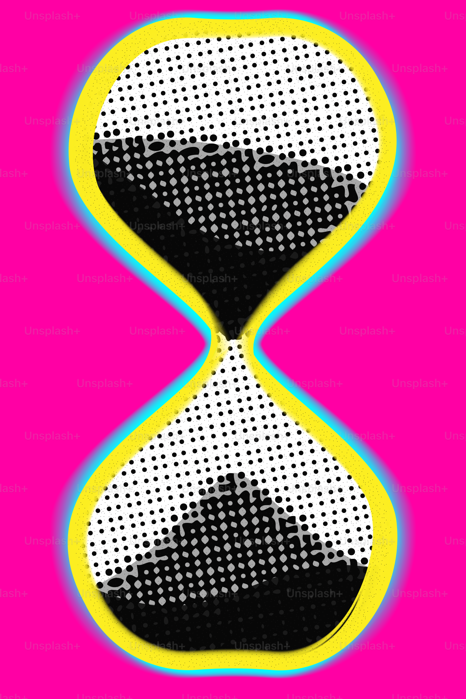 Pop art hourglass with sand falling