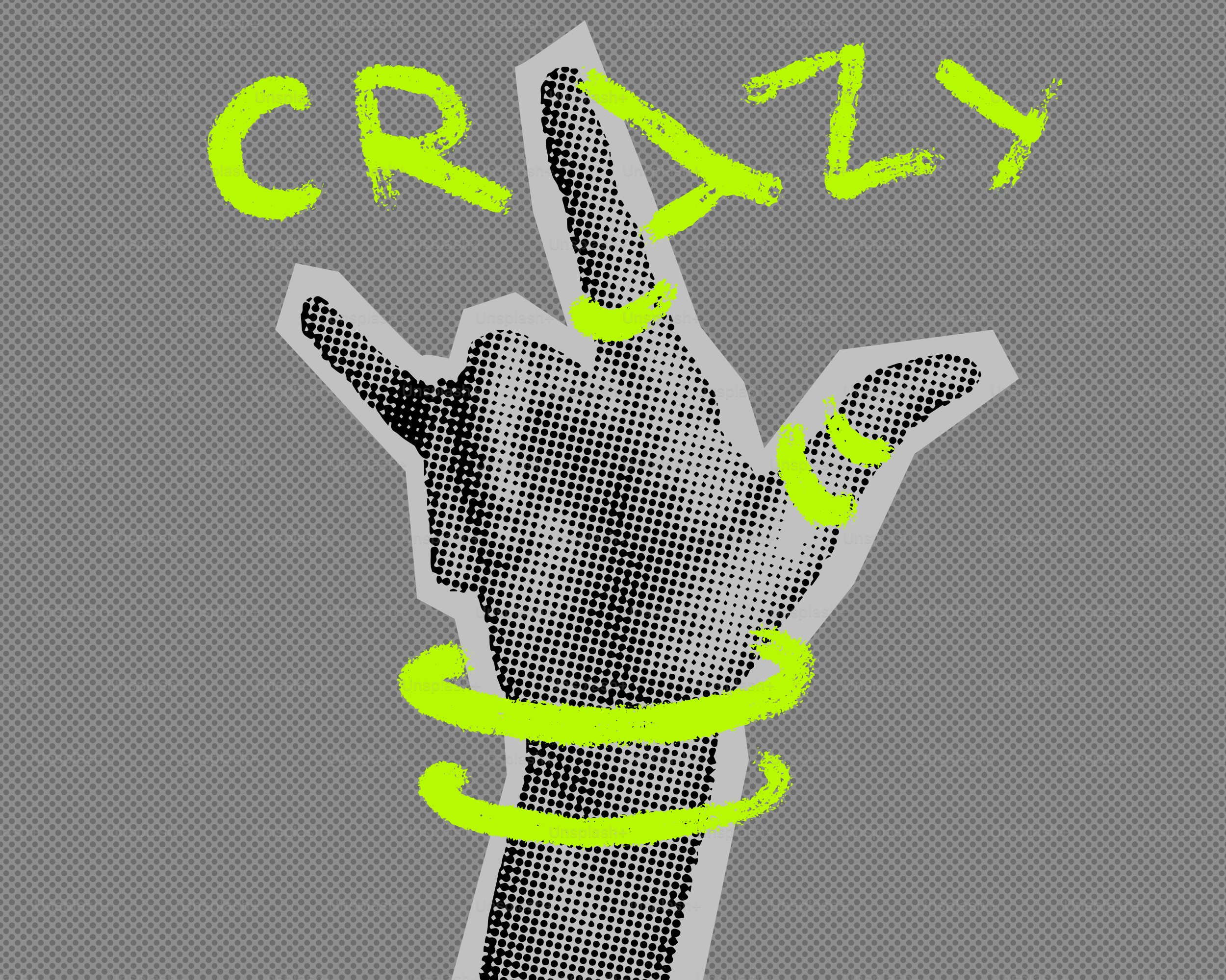 Hand making rock-on gesture with word crazy