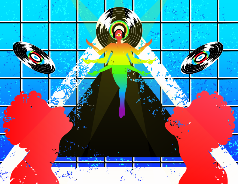 Abstract retro rave poster with vinyl records vector – Music Image on ...