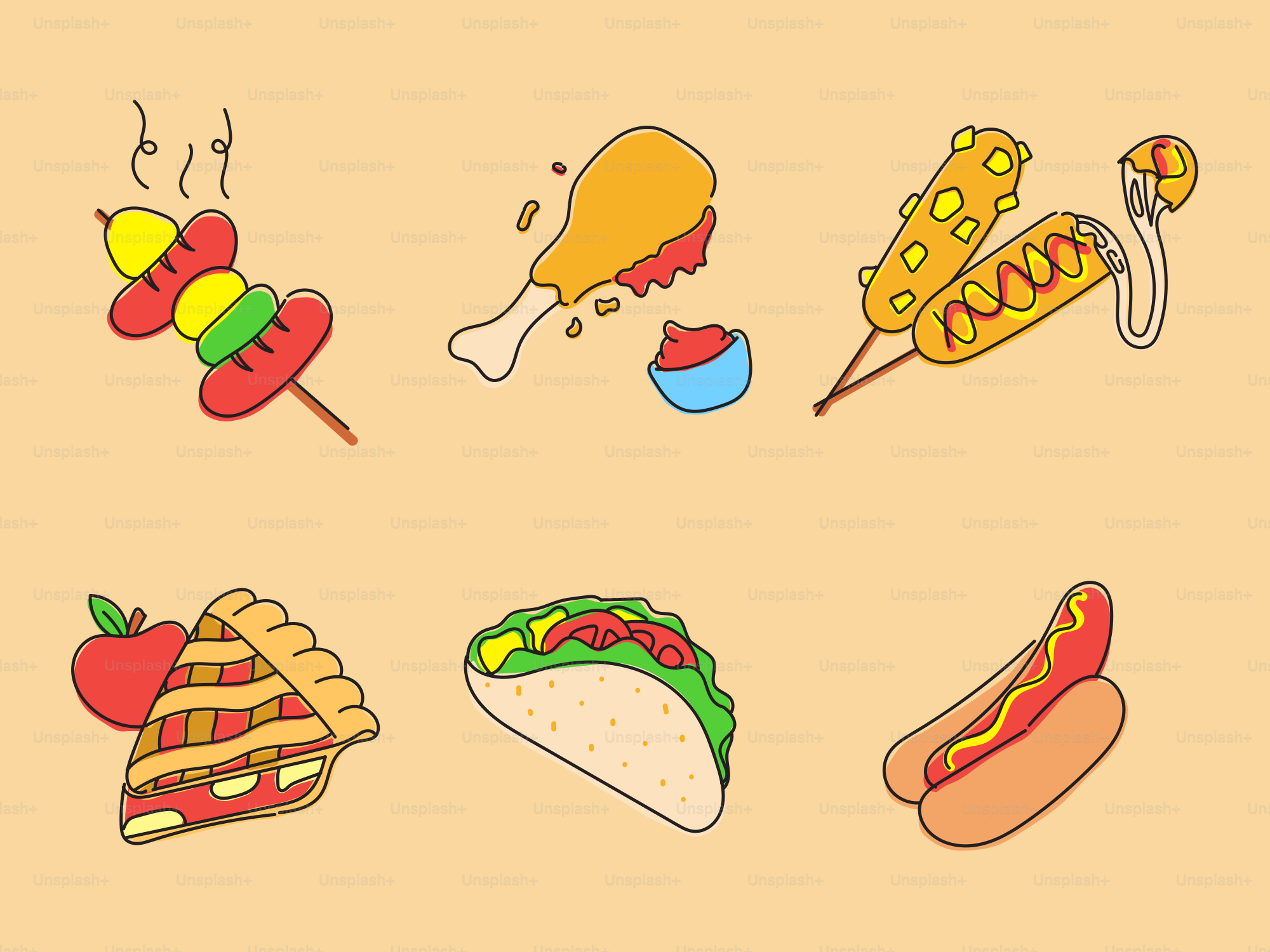 Assortment of delicious fast food items