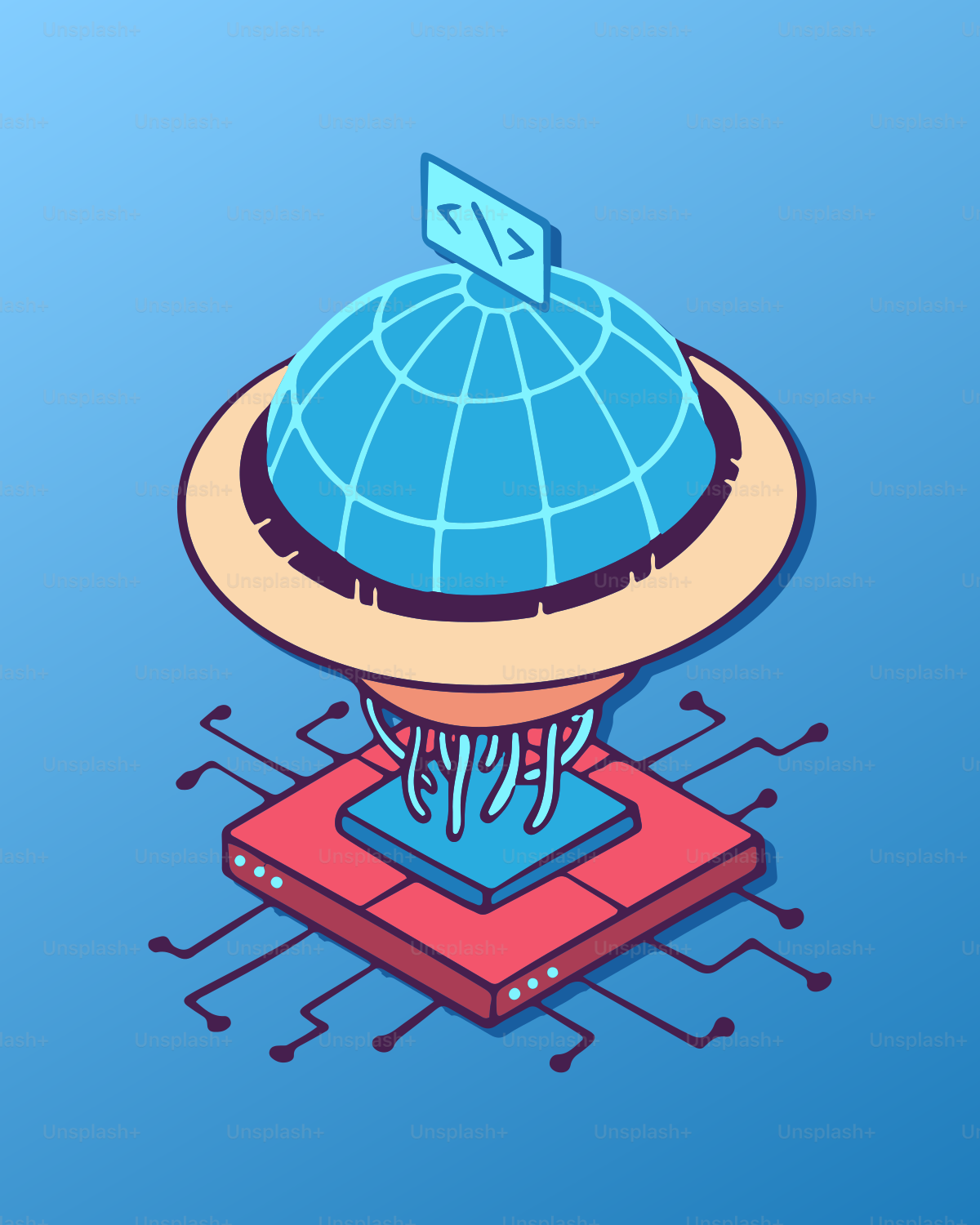 Global technology concept with globe and circuitry