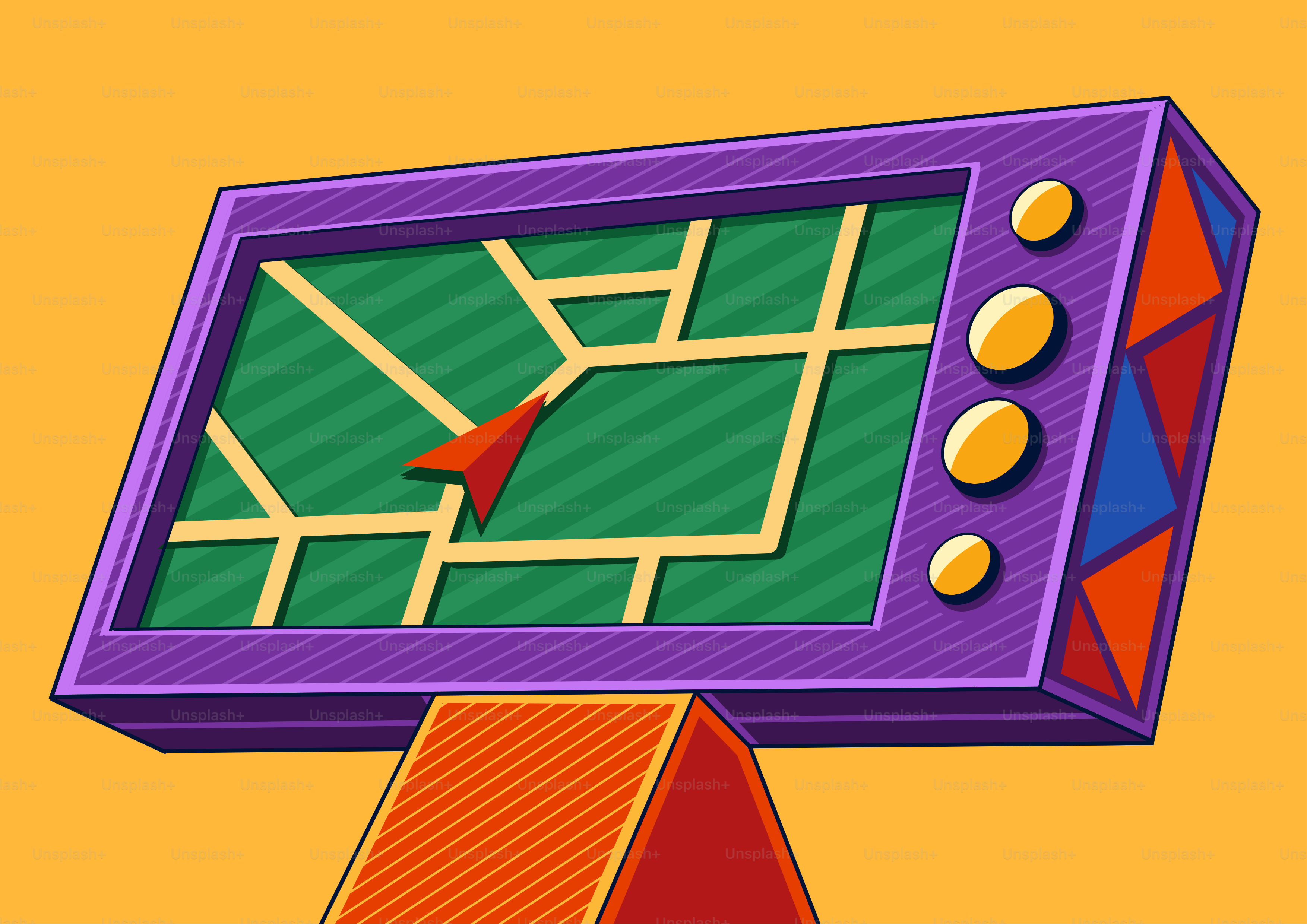 Um dispositivo GPS estilizado com um mapa