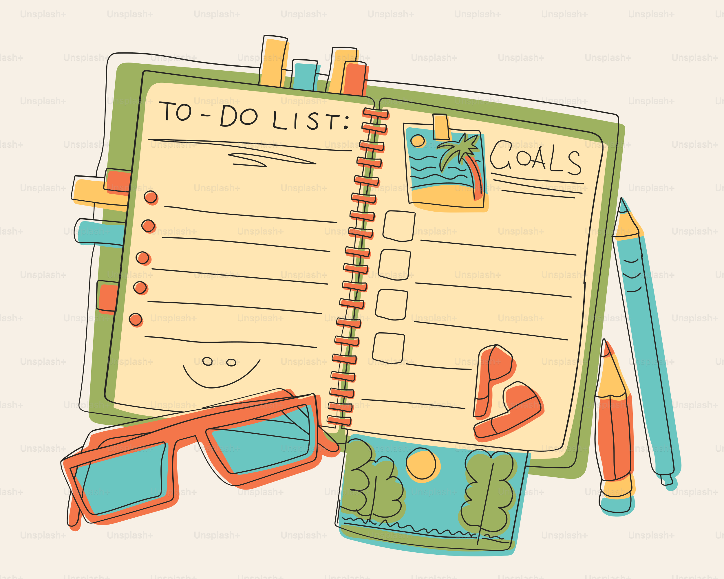 ToDoリストと目標が入ったオープンノート