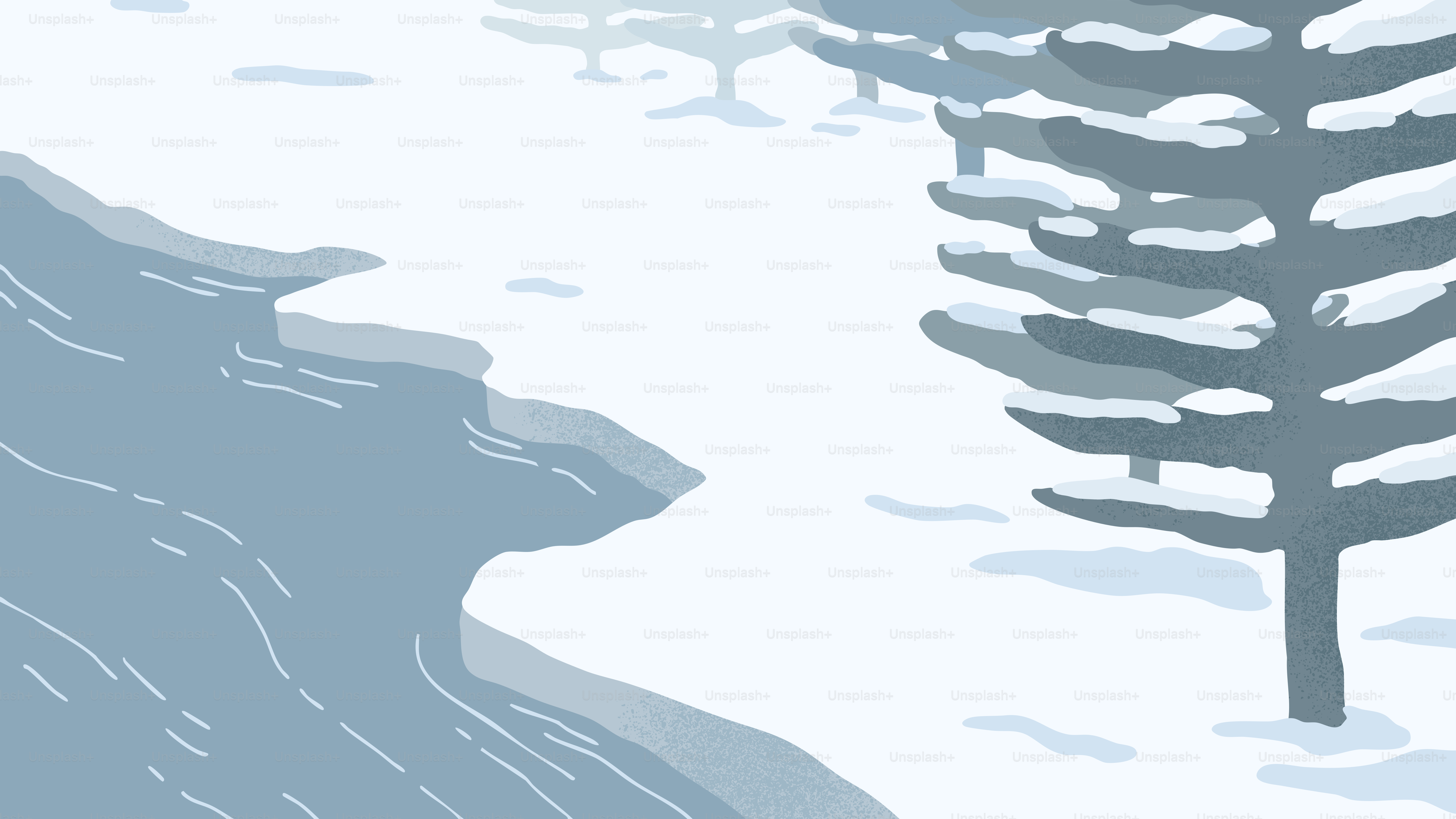 Snow-covered trees in a winter landscape.