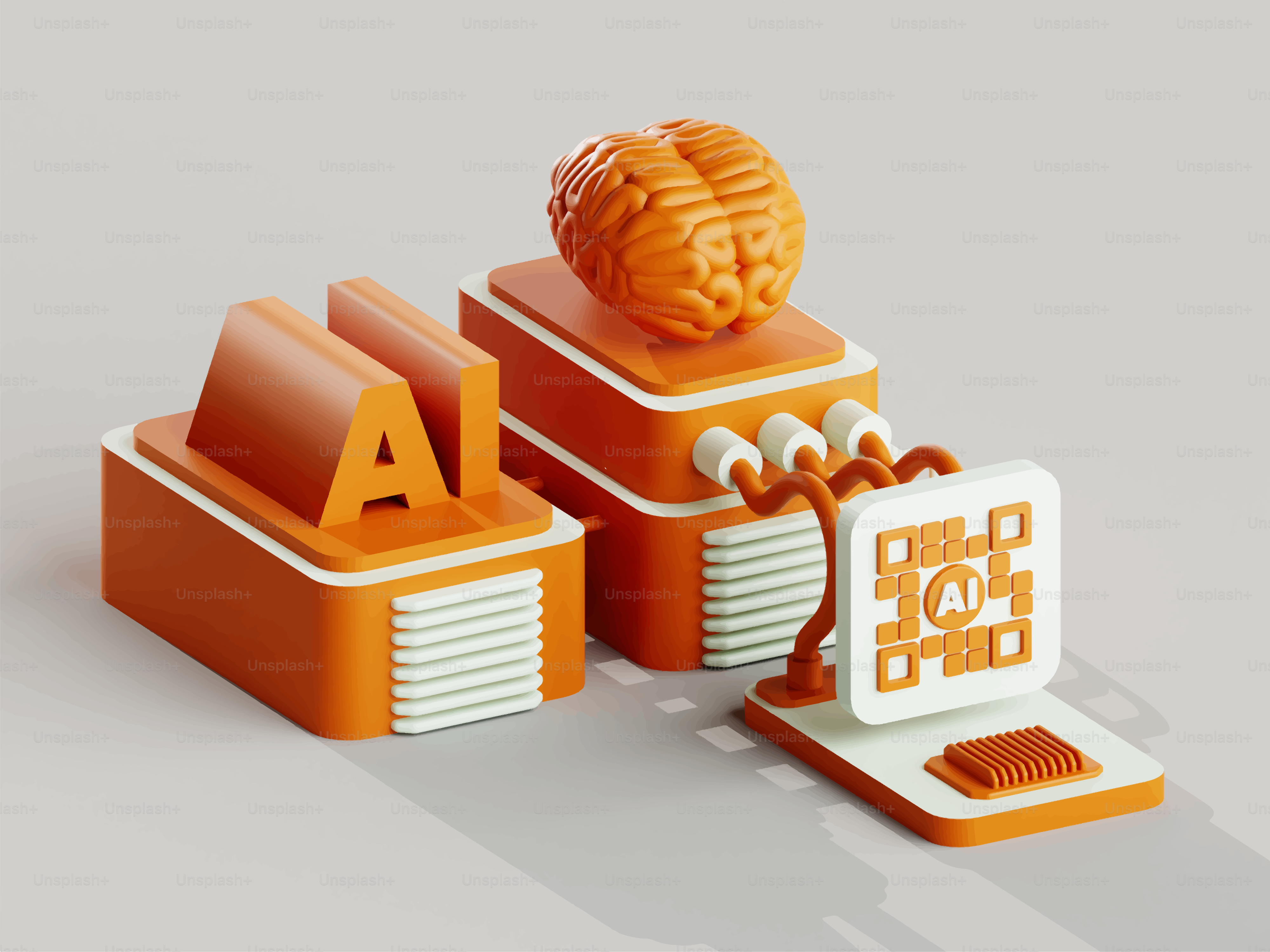 Ai concept with brain and circuit board