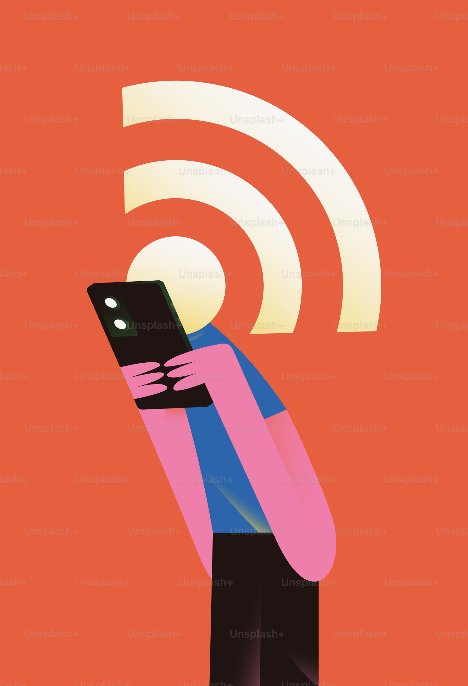 Person holding smartphone with wi-fi signal vector – Technology Image ...