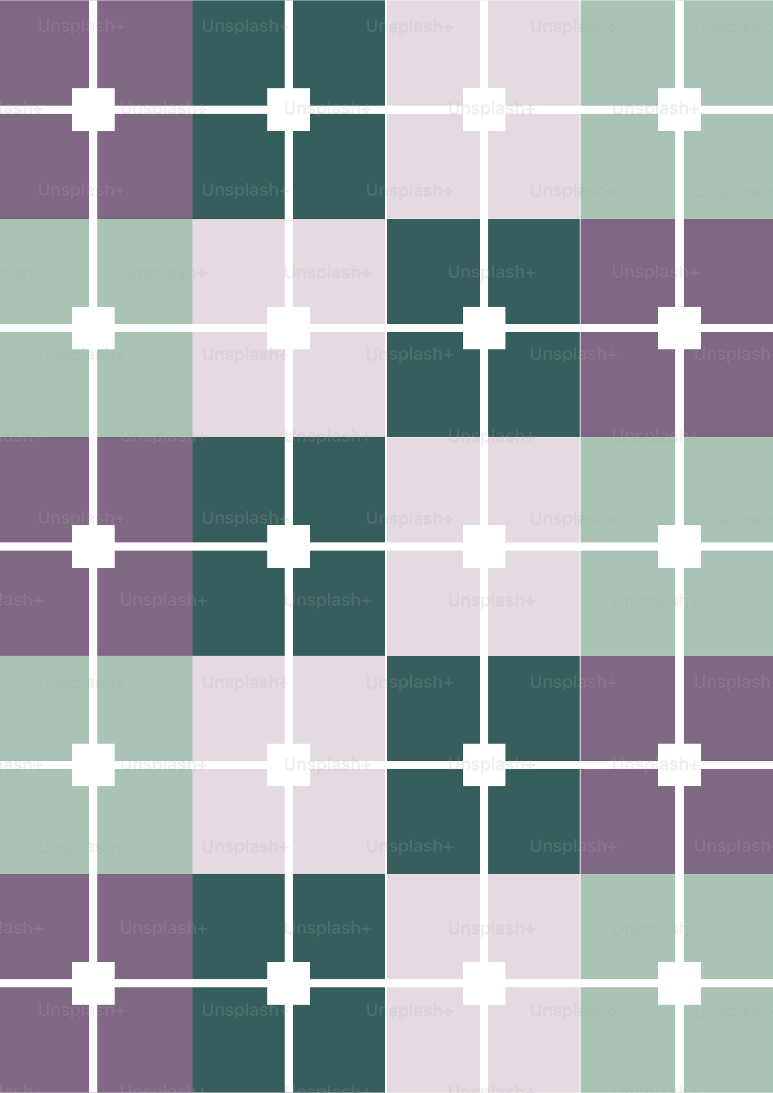 A grid of squares with purple, green, and pink colors.