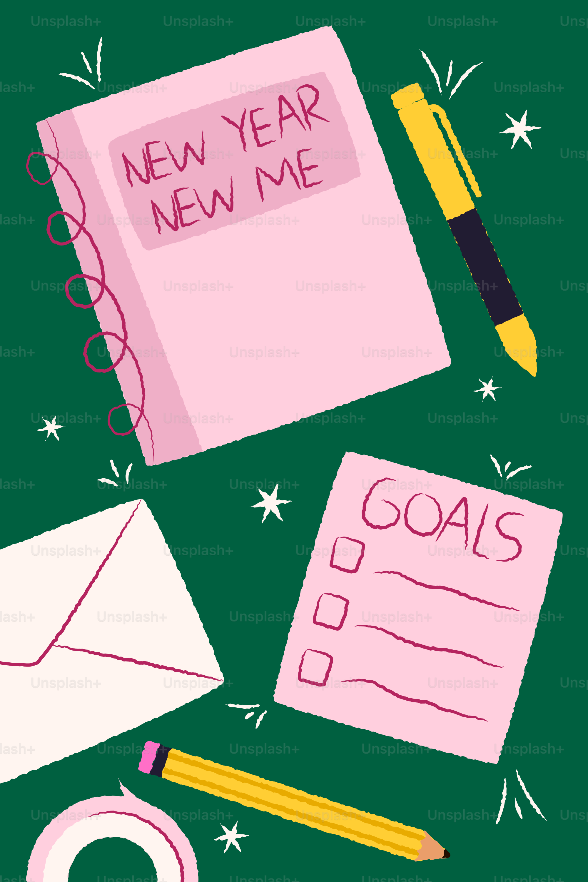 Nouvel an : nouveaux objectifs pour moi avec cahier et stylos