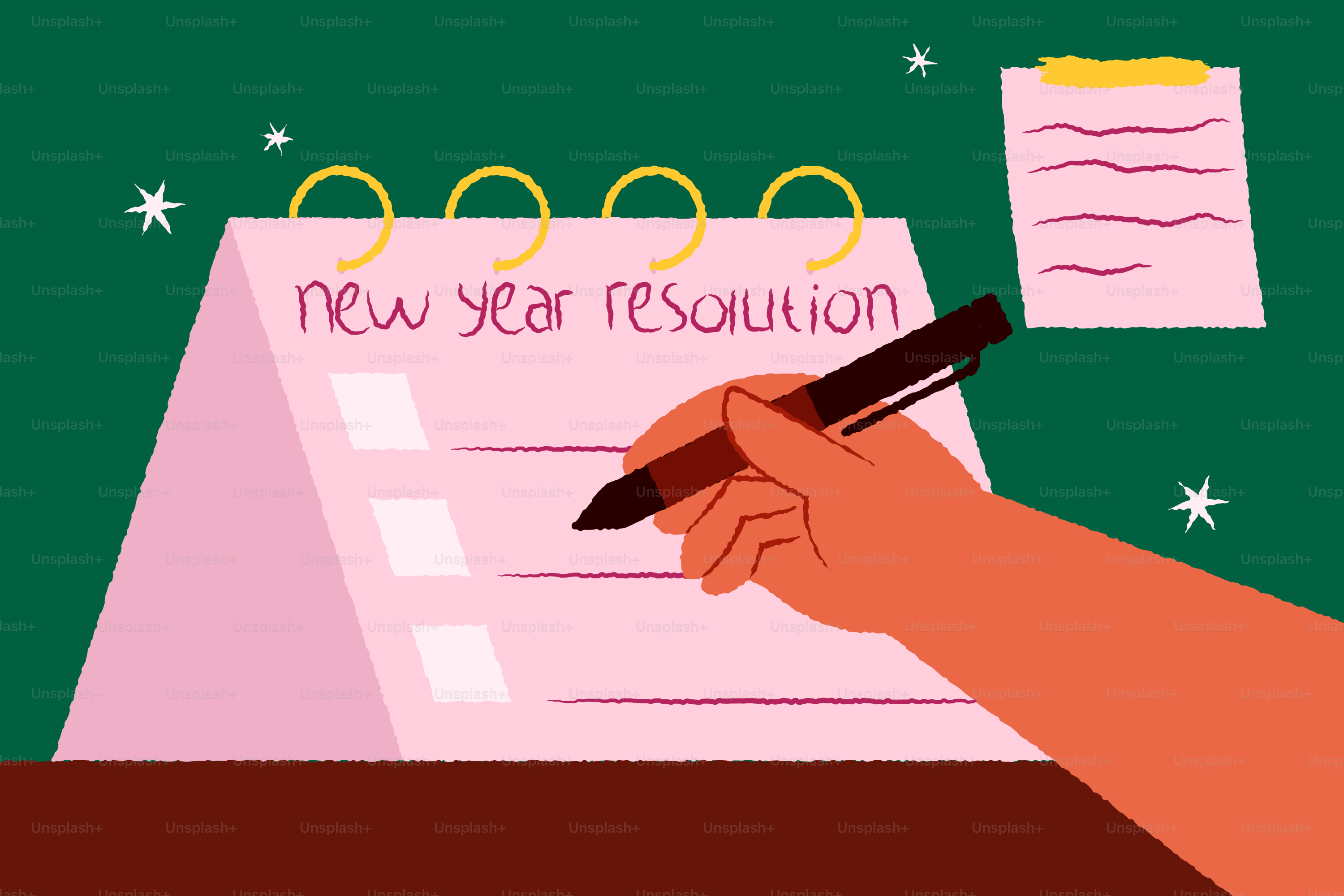 カレンダーに新年の抱負を手書きで書き込むこと。