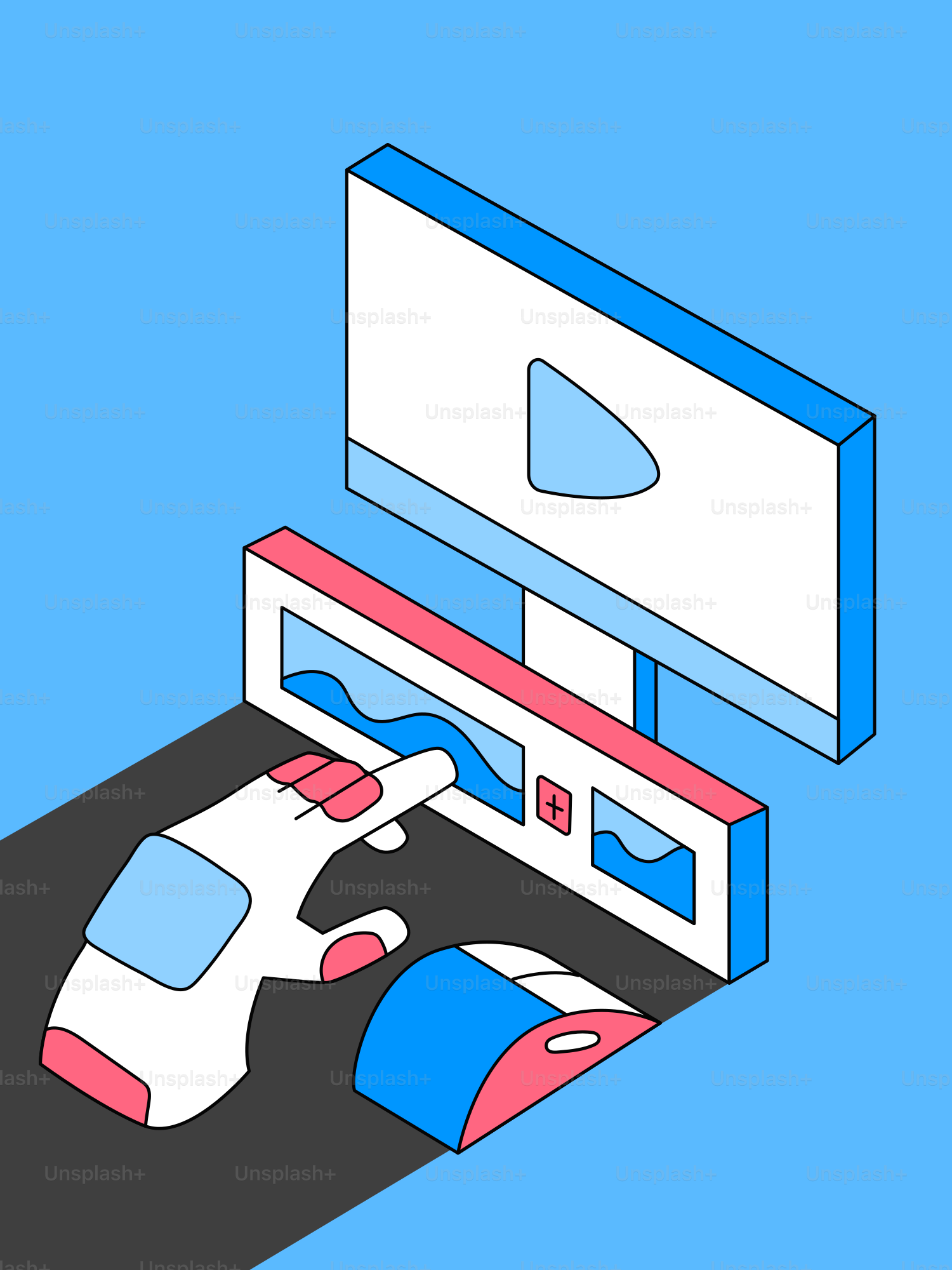 Mão robótica interagindo com uma interface de computador.