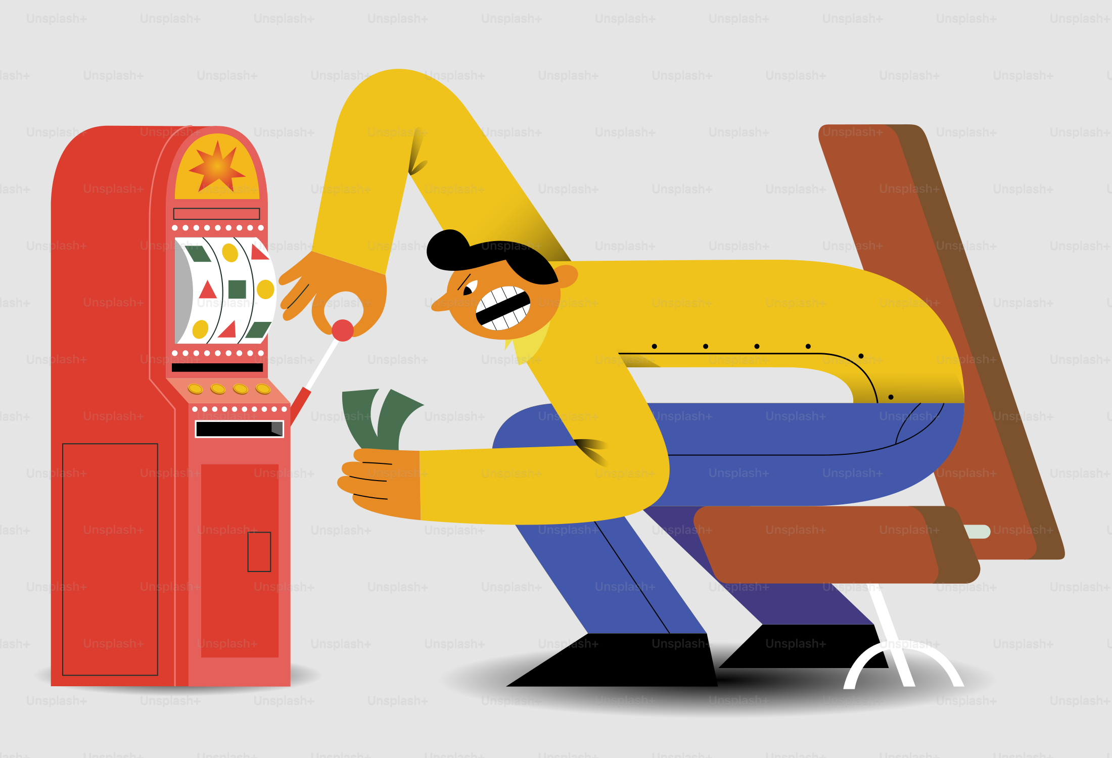 Man inserting money into slot machine