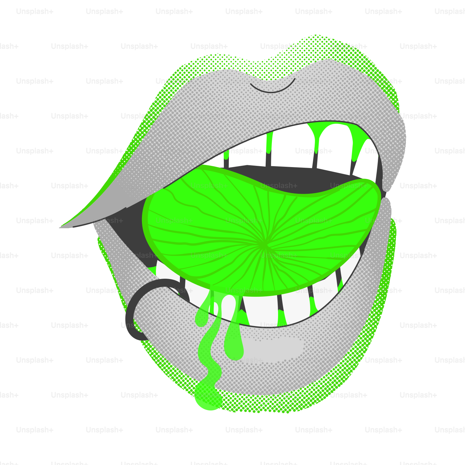 緑色のスライムが滴る口を開けて