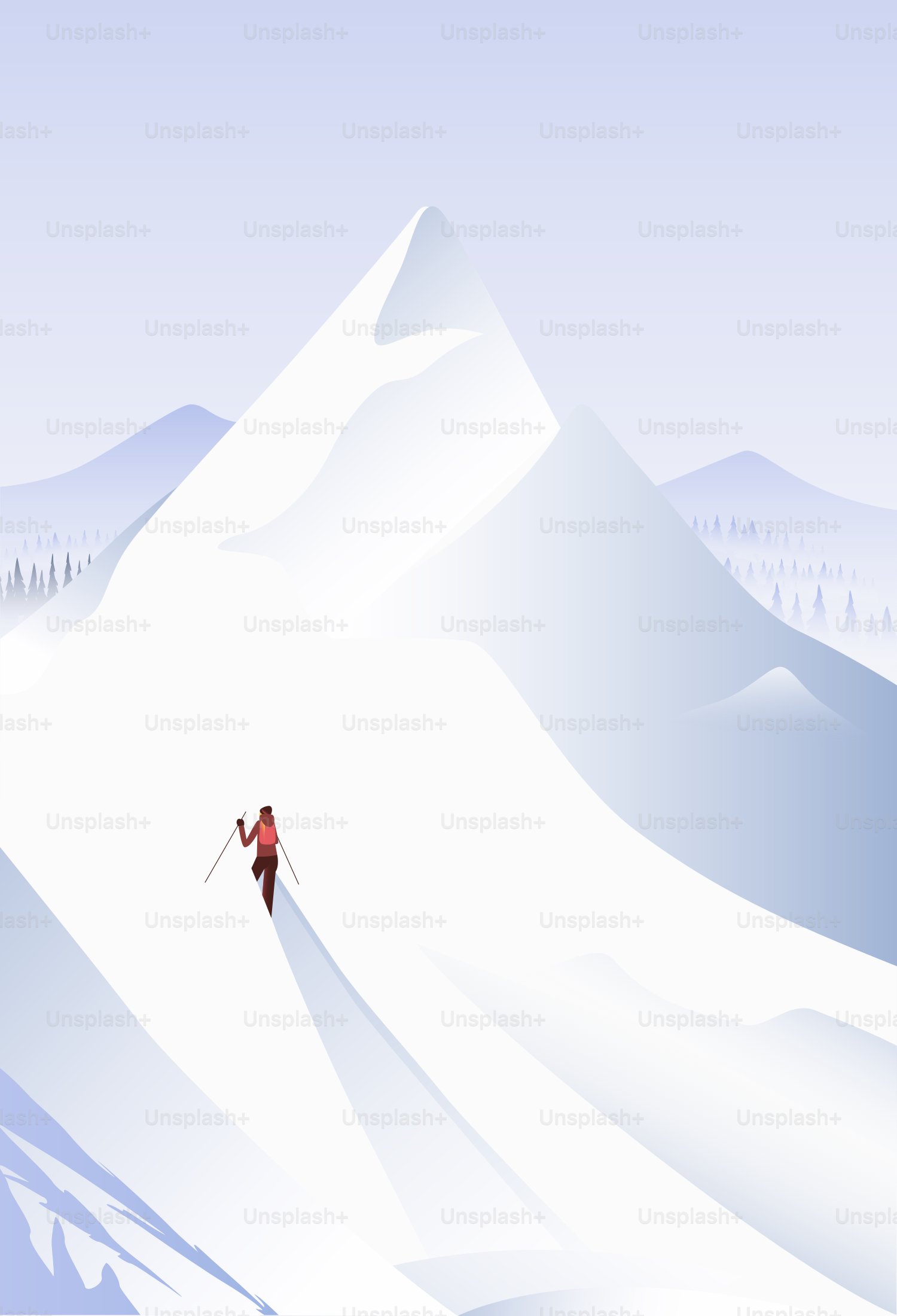 Un skieur solitaire grimpe un sommet enneigé de montagne.