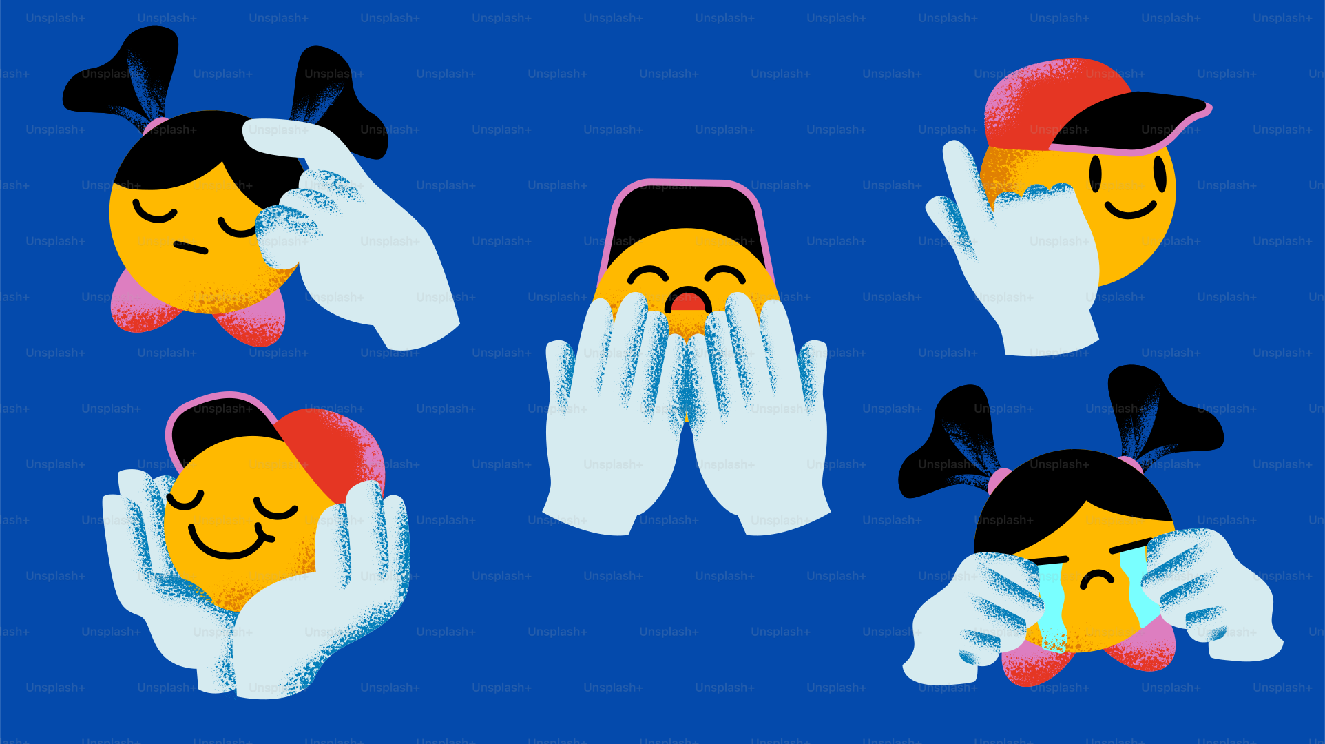 手を持つカートゥーンキャラクターが表現する感情