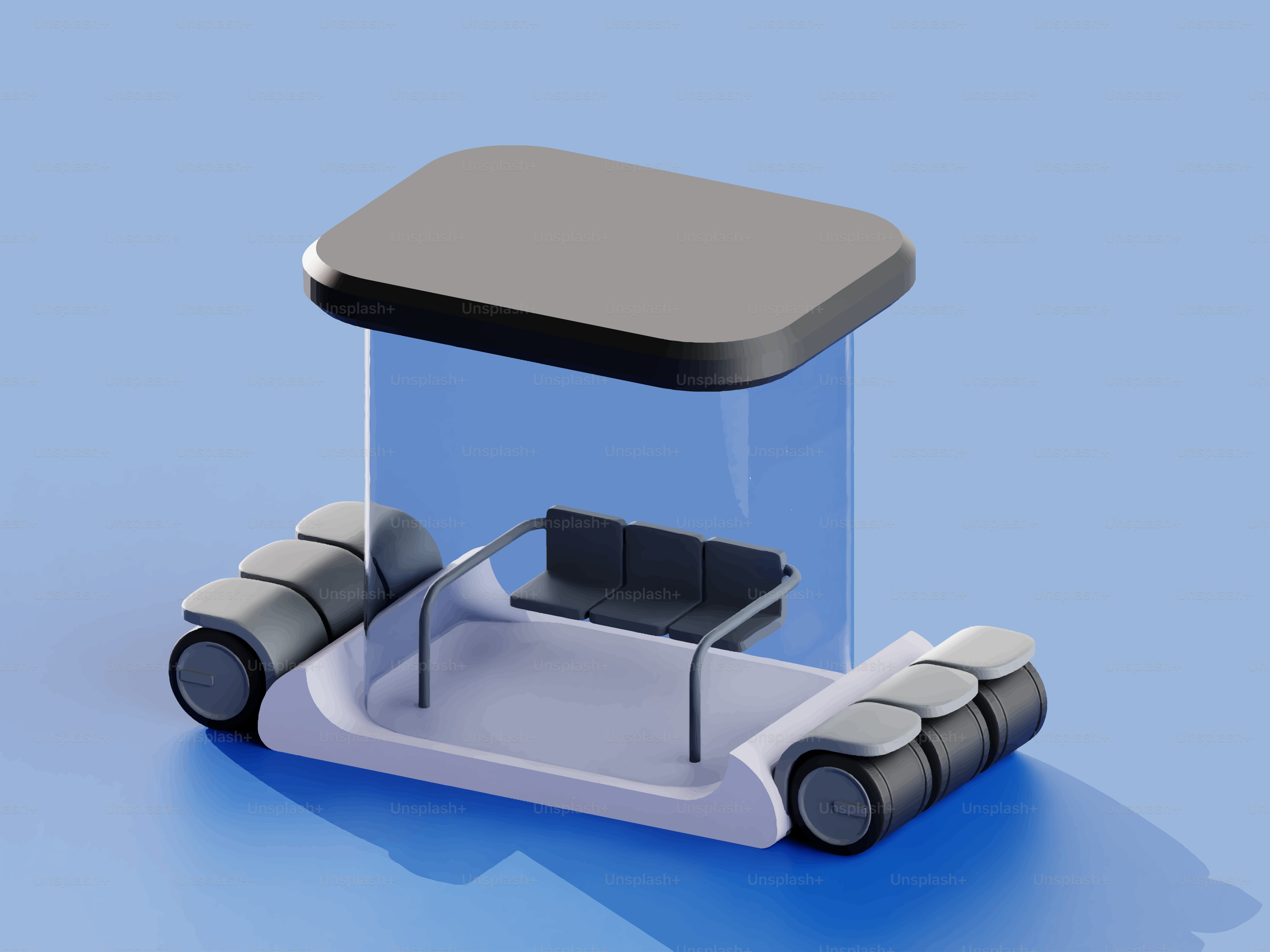 Futuristic autonomous bus stop with seating