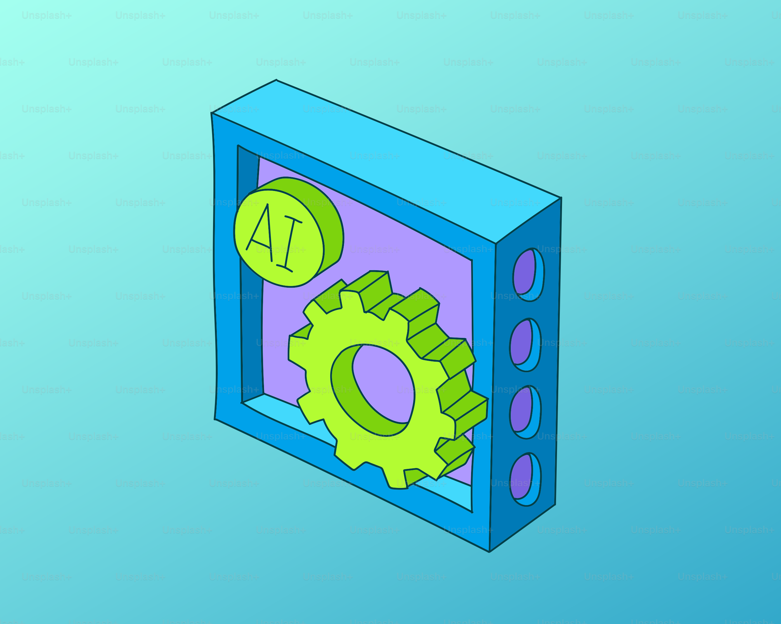 Abstract ai concept with gears and circuits