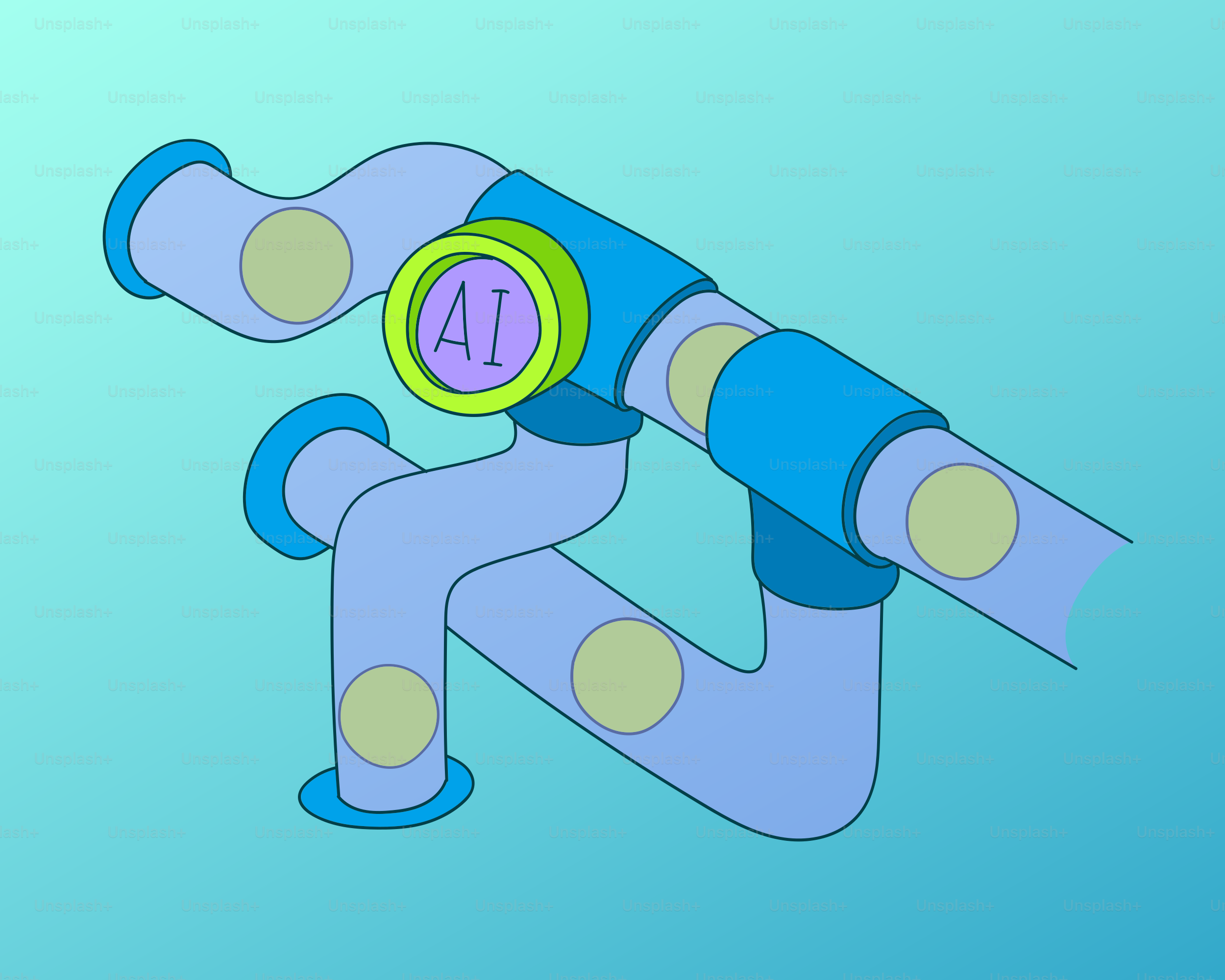 Abstract pipes with an ai button