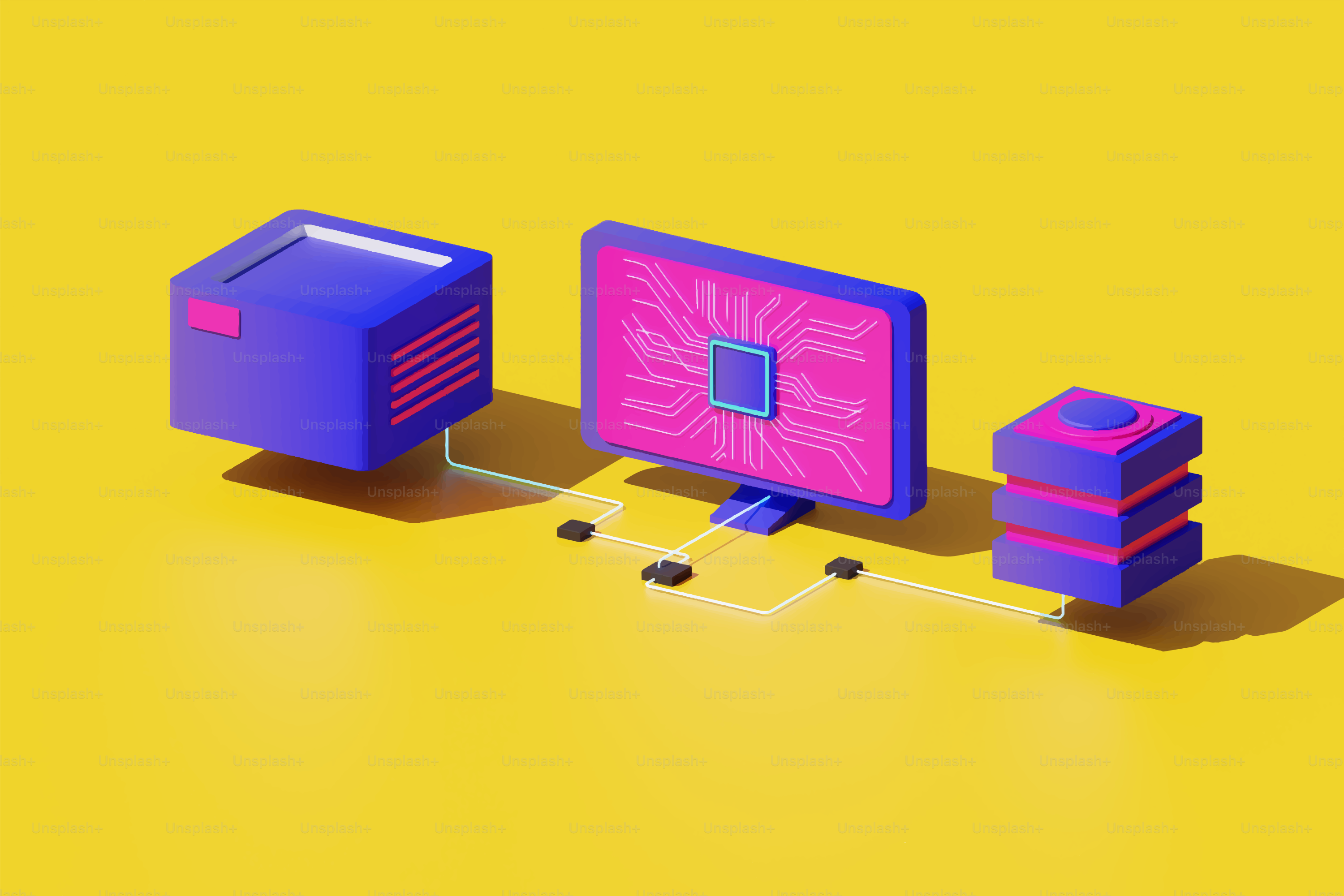 Servidor de computador e banco de dados conectados digitalmente