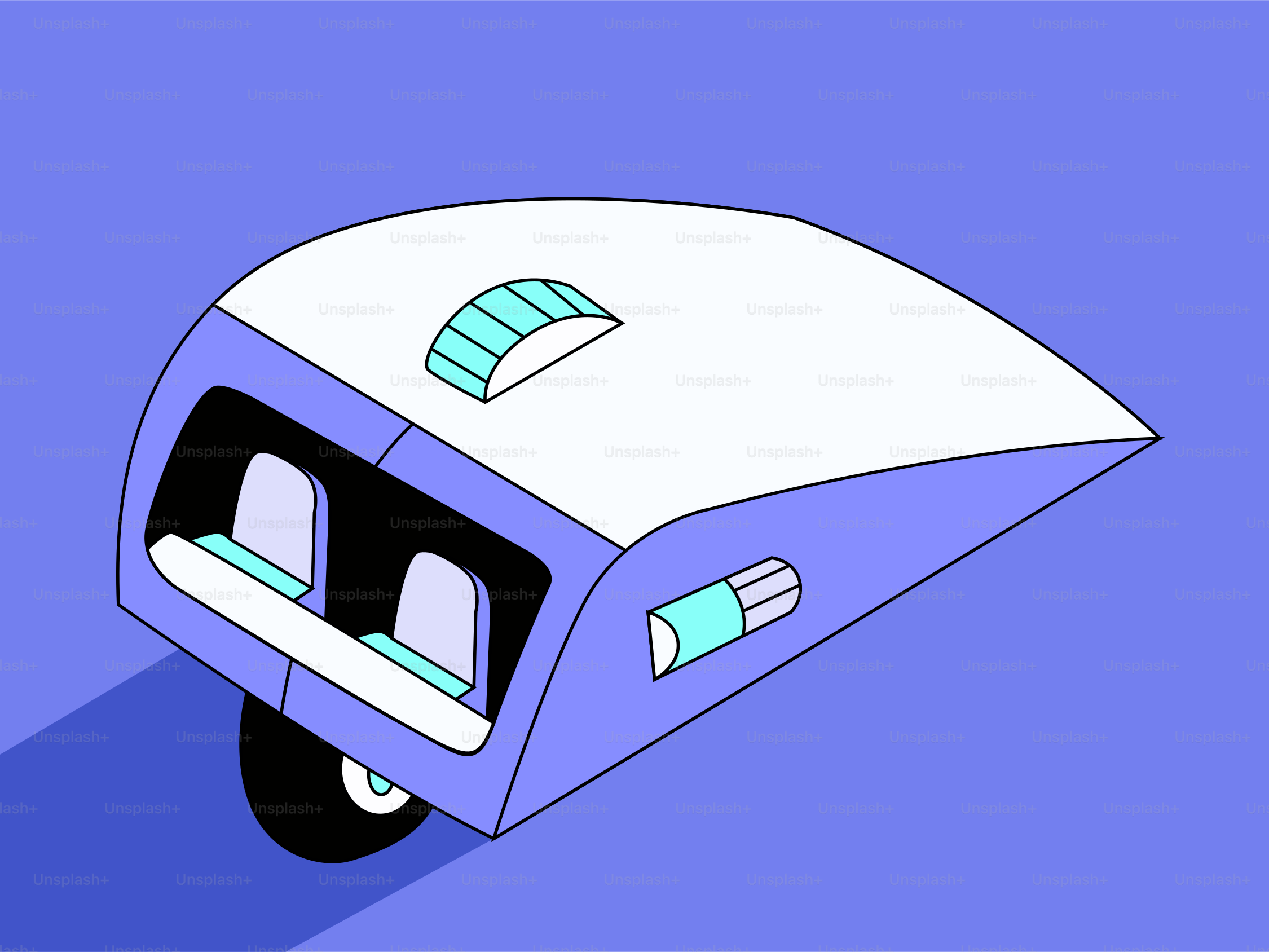 Futuristic pod vehicle with two seats