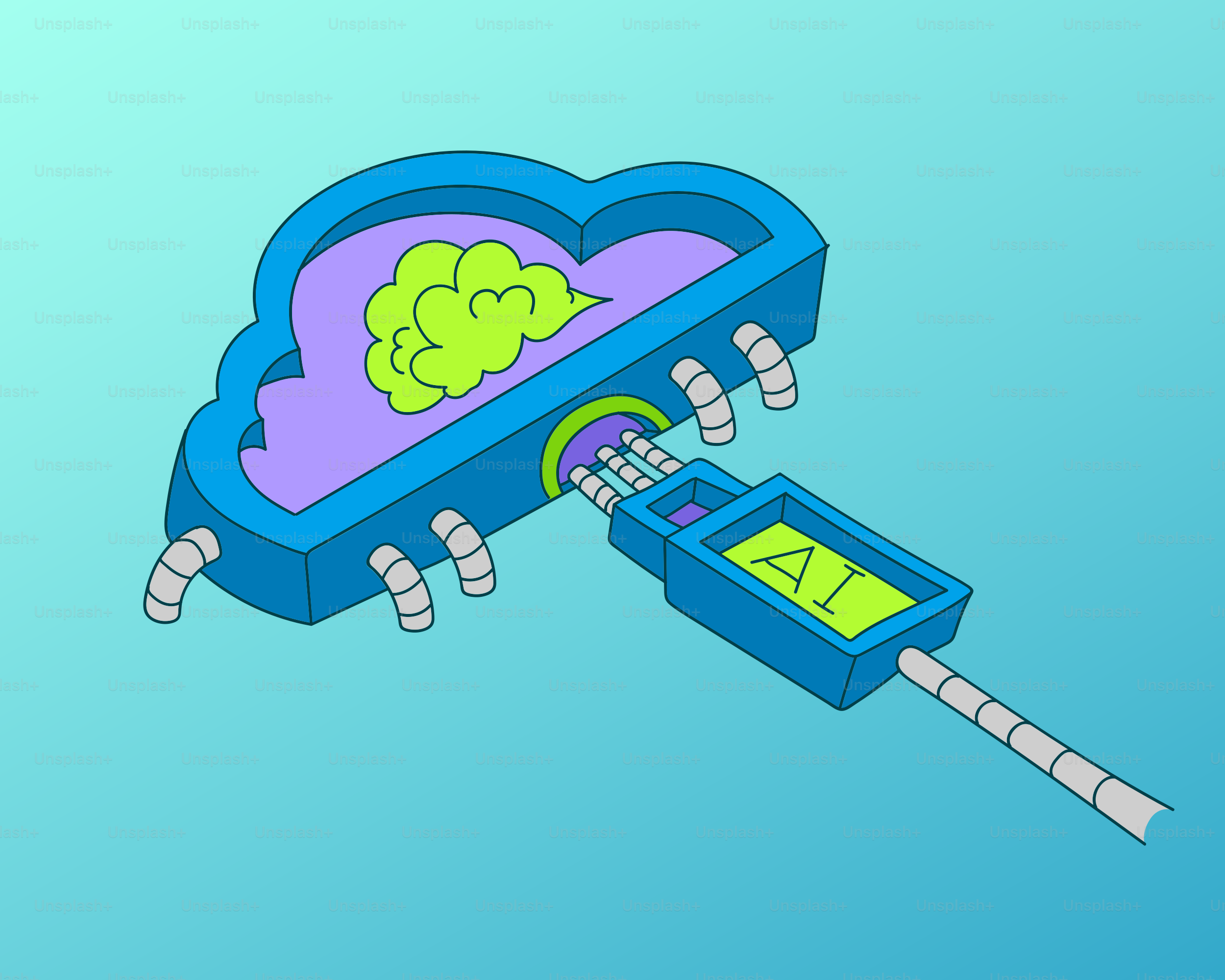 Cloud computing with ai brain connection