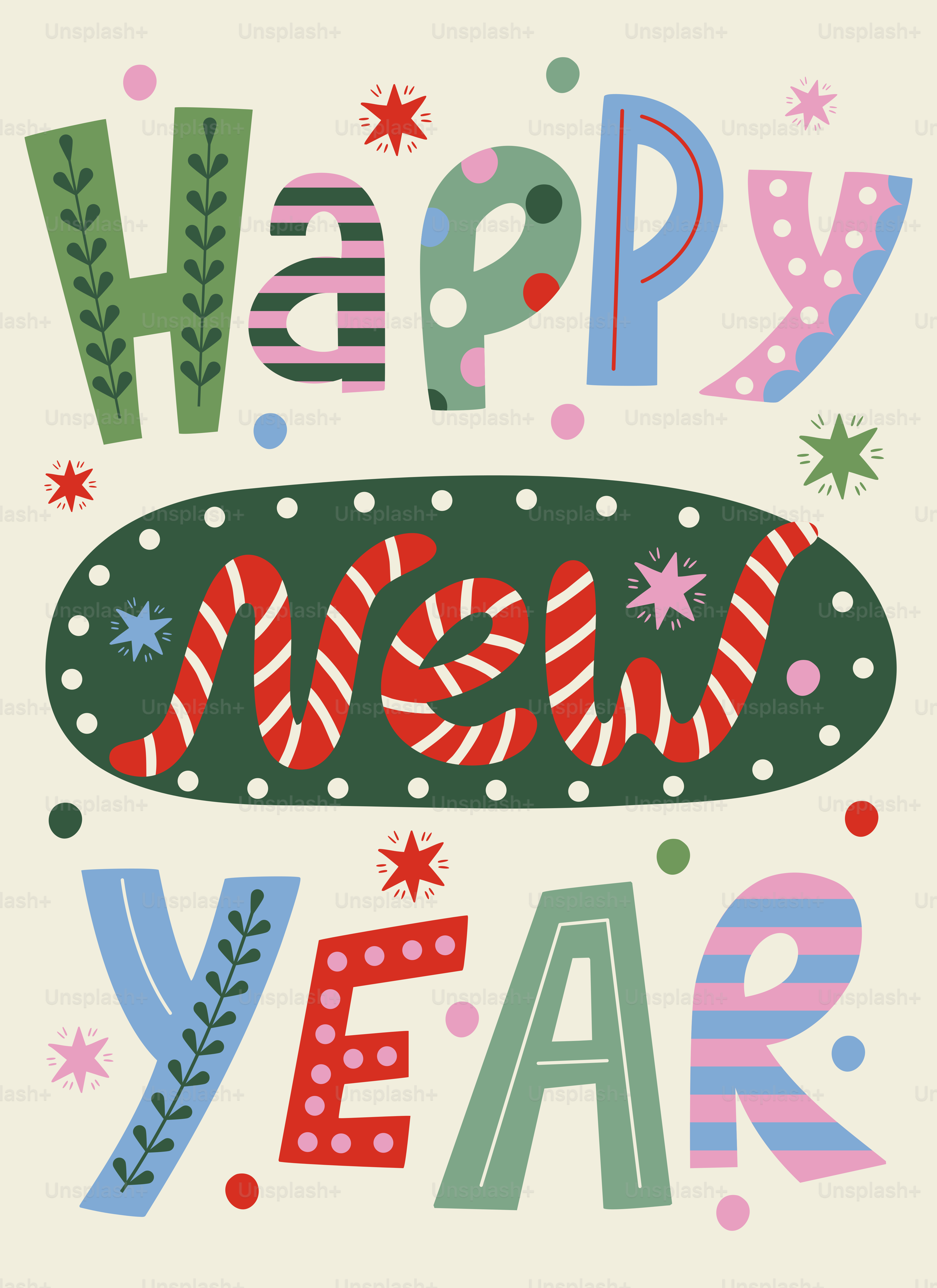 Happy new year festive greeting with colorful letters