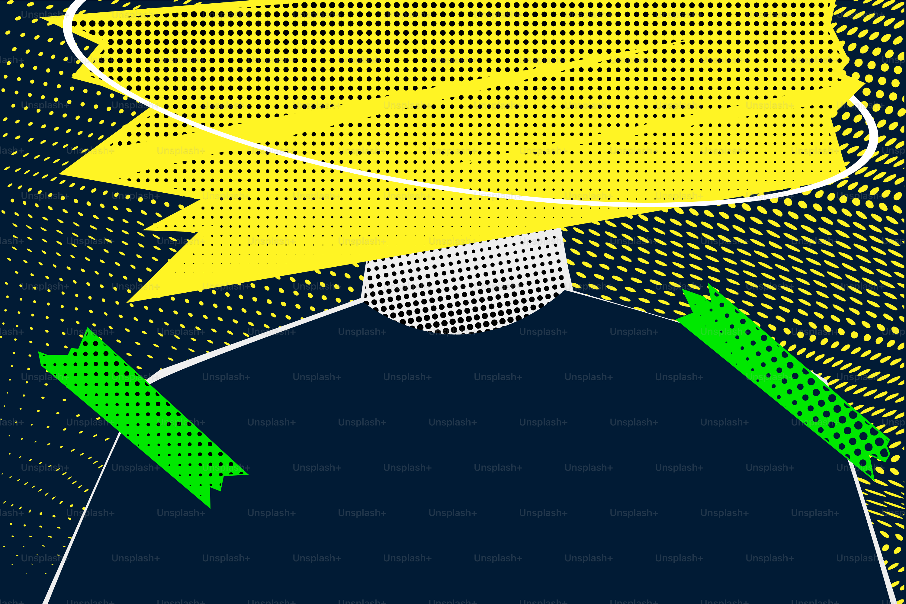 Abstract geometric design with yellow, green, and blue elements