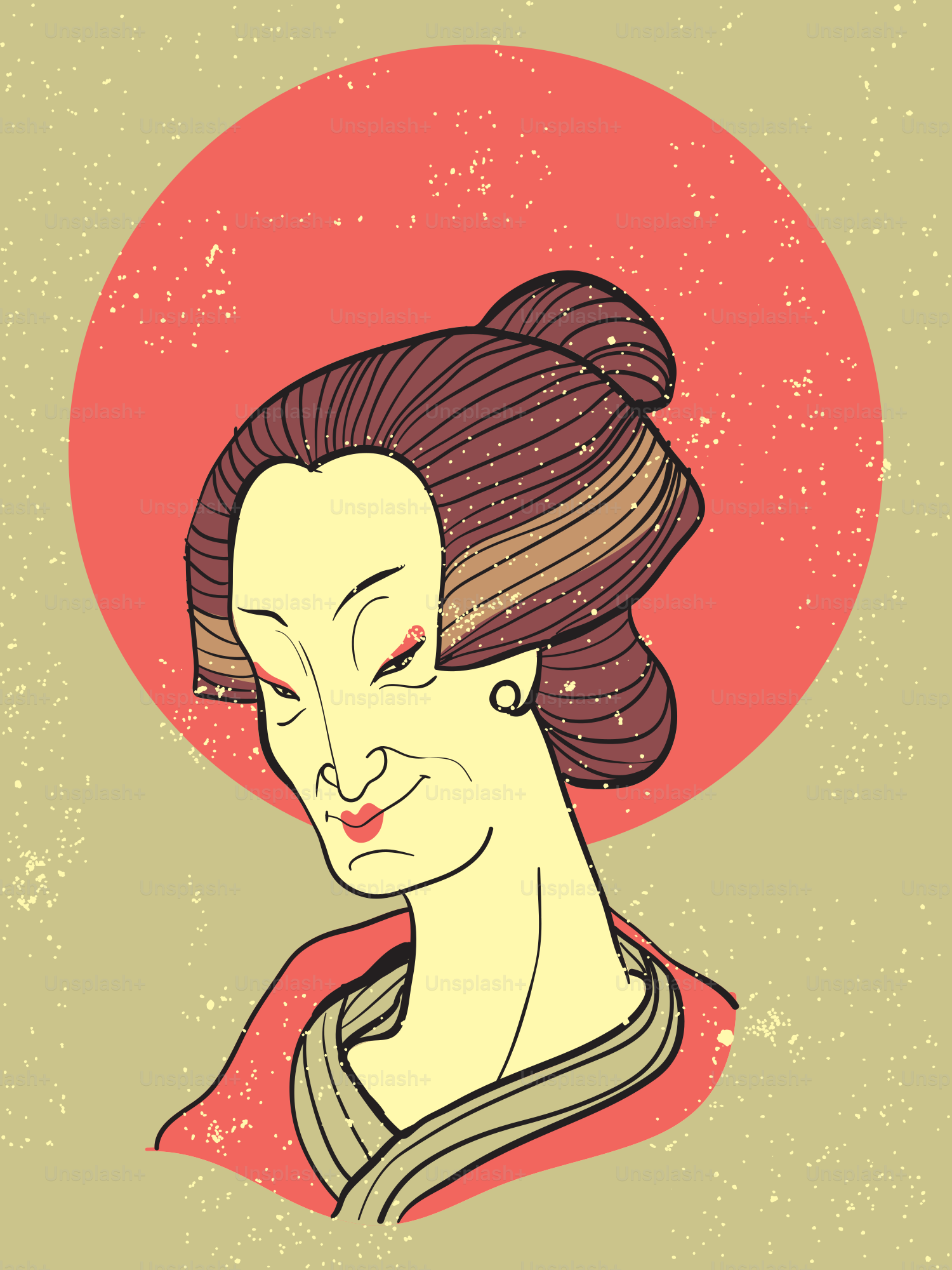 Traditional japanese woman with elaborate hairstyle