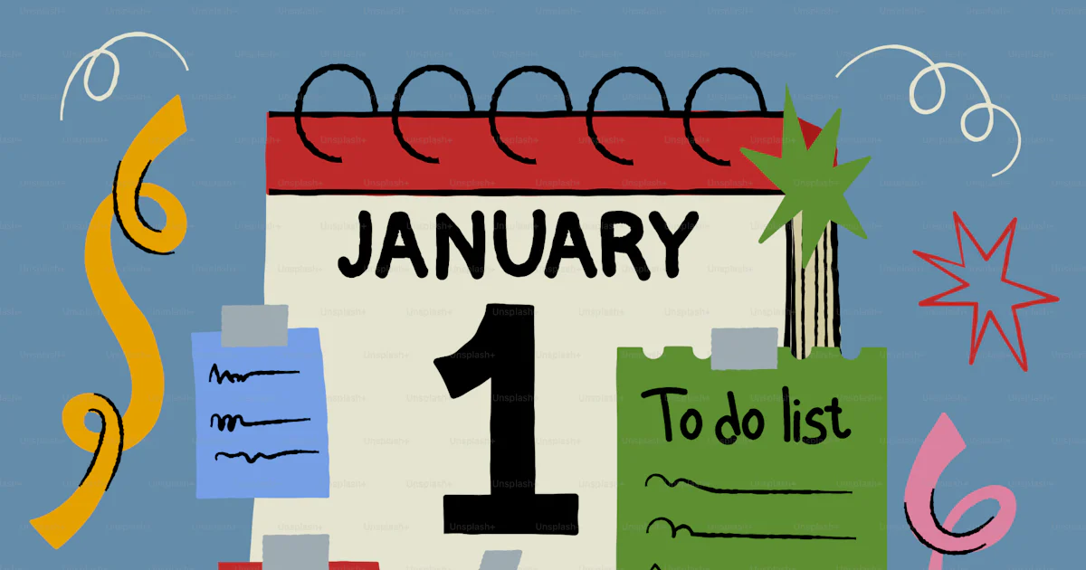 January First Calander January 1st calendar with workout and saving to-do list. vector ...