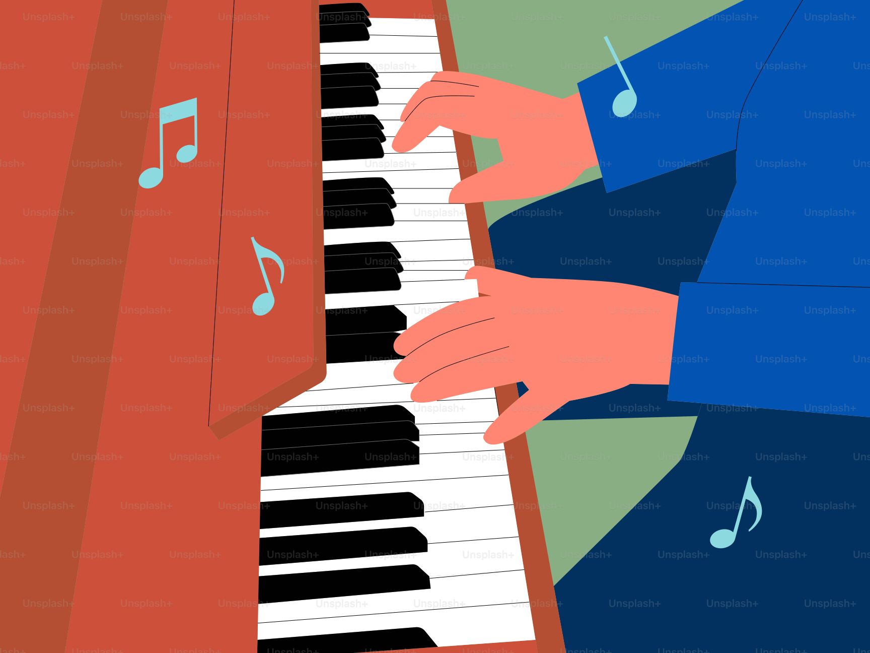 Um pianista toca música ao piano. vetor – Imagem grátis sobre Música na  Unsplash, image size:3000x2250