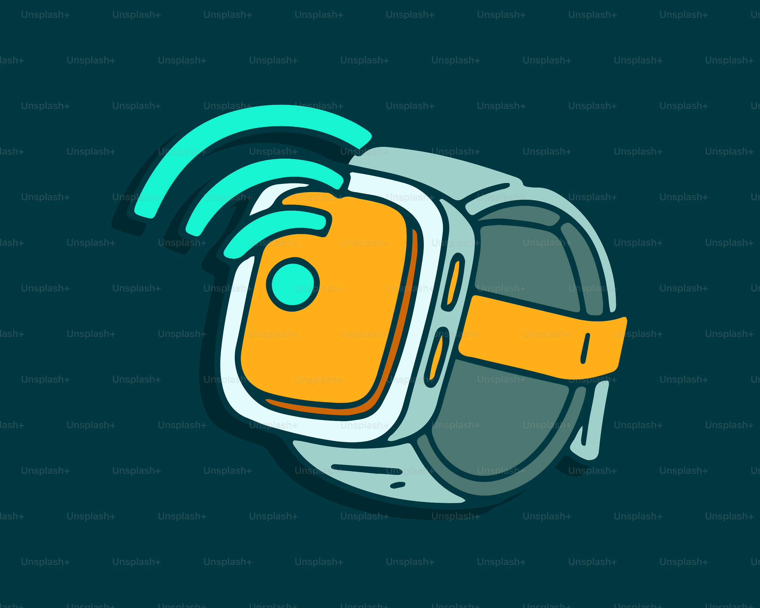 Smartwatch mit drahtlosem Signal, das vom Bildschirm ausgesendet wird