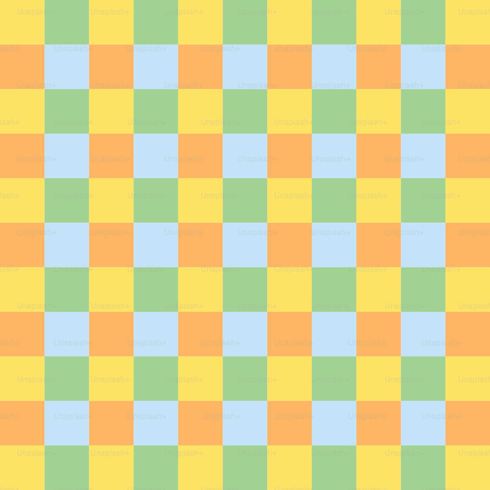 Yellow, orange, green, and blue checkered pattern