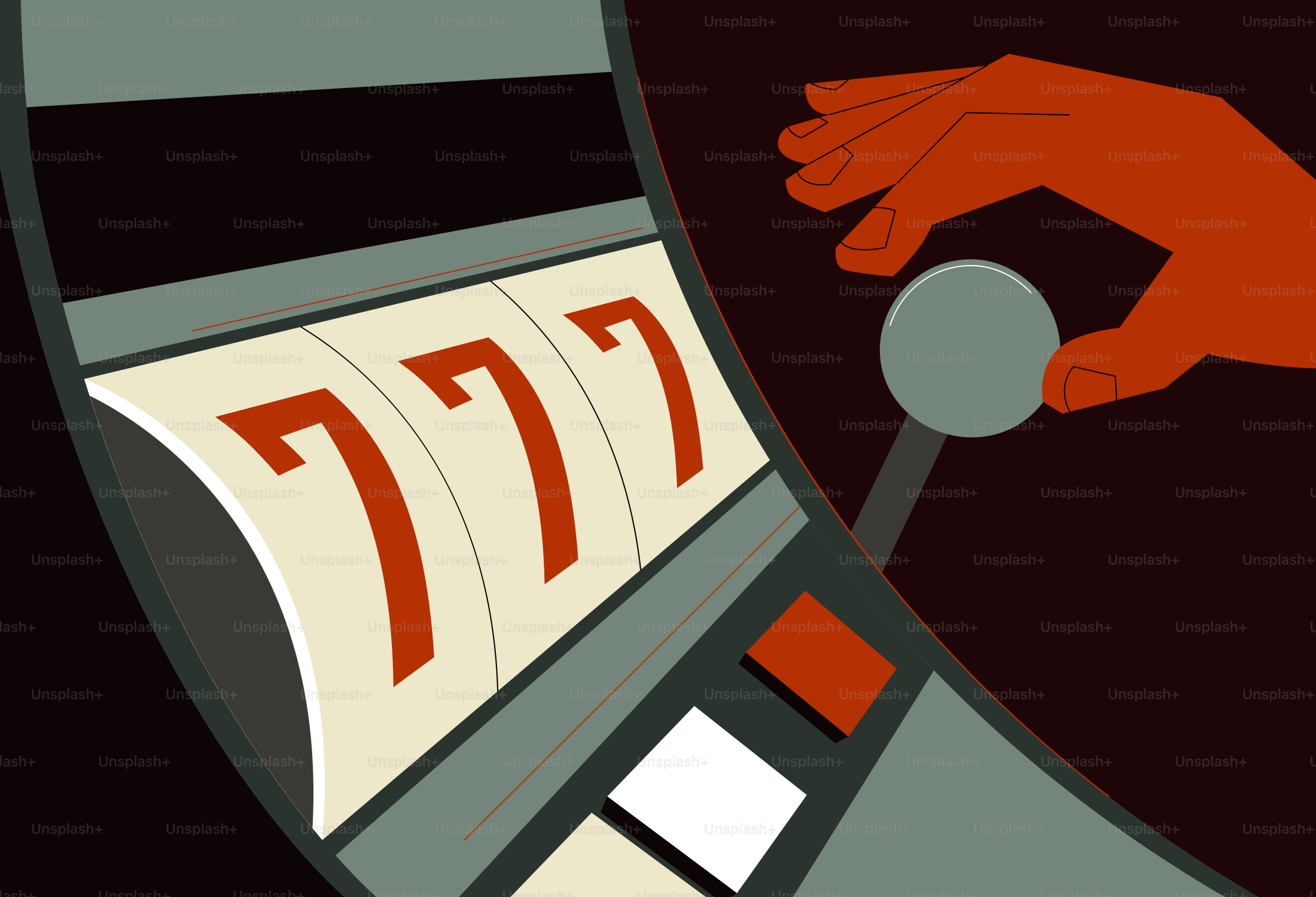 Leva a mano sulla slot machine con tre sette