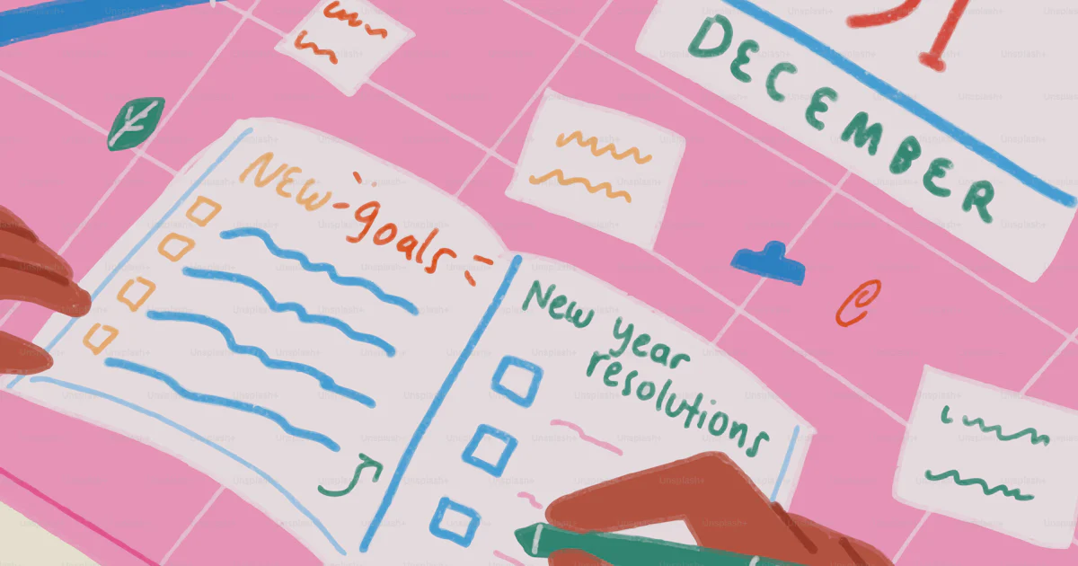 Person writing new year resolutions in a notebook vector – Illustration ...