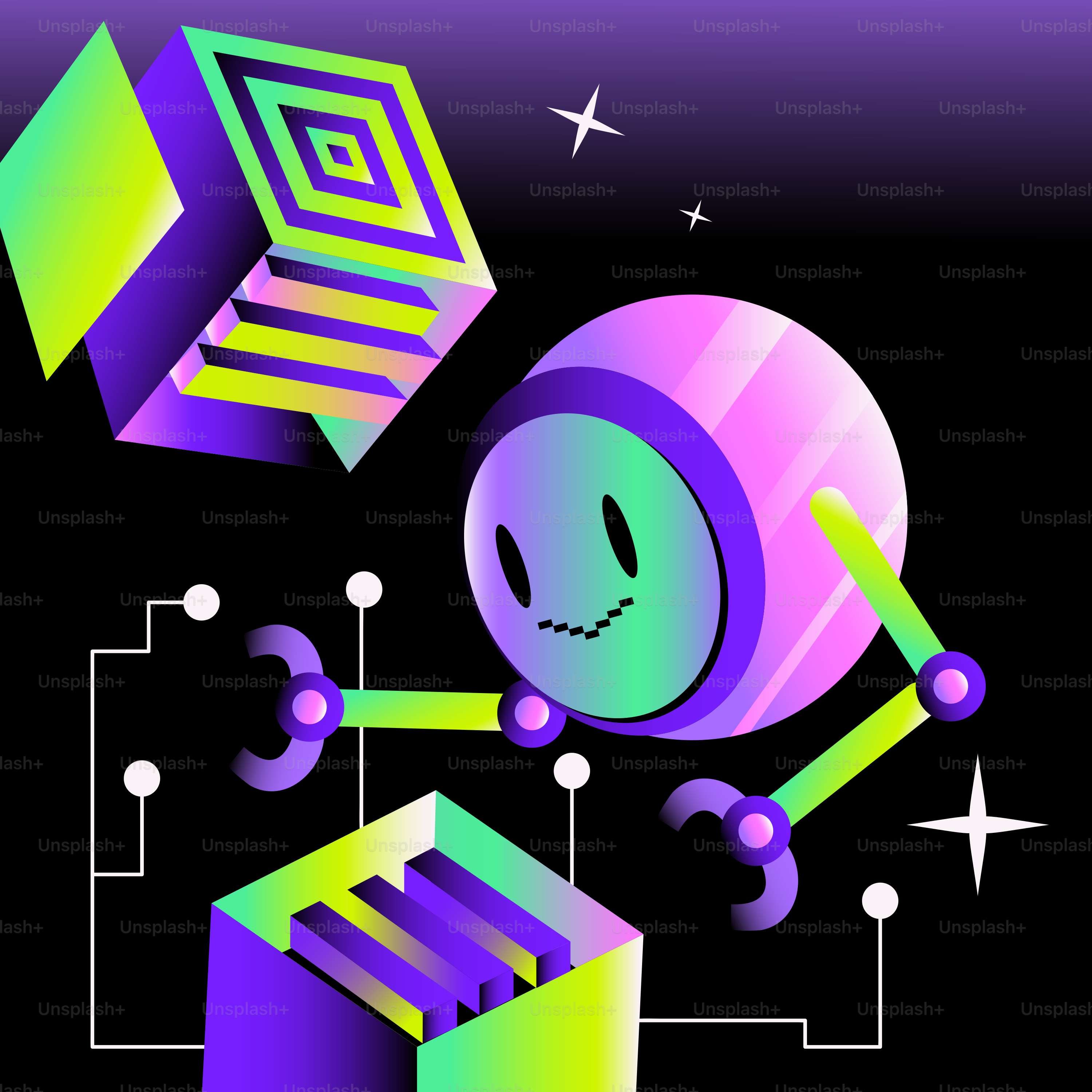 A cute robot interacting with geometric shapes