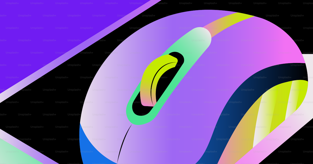 A purple computer mouse with a colorful scroll wheel. vector – Tech ...
