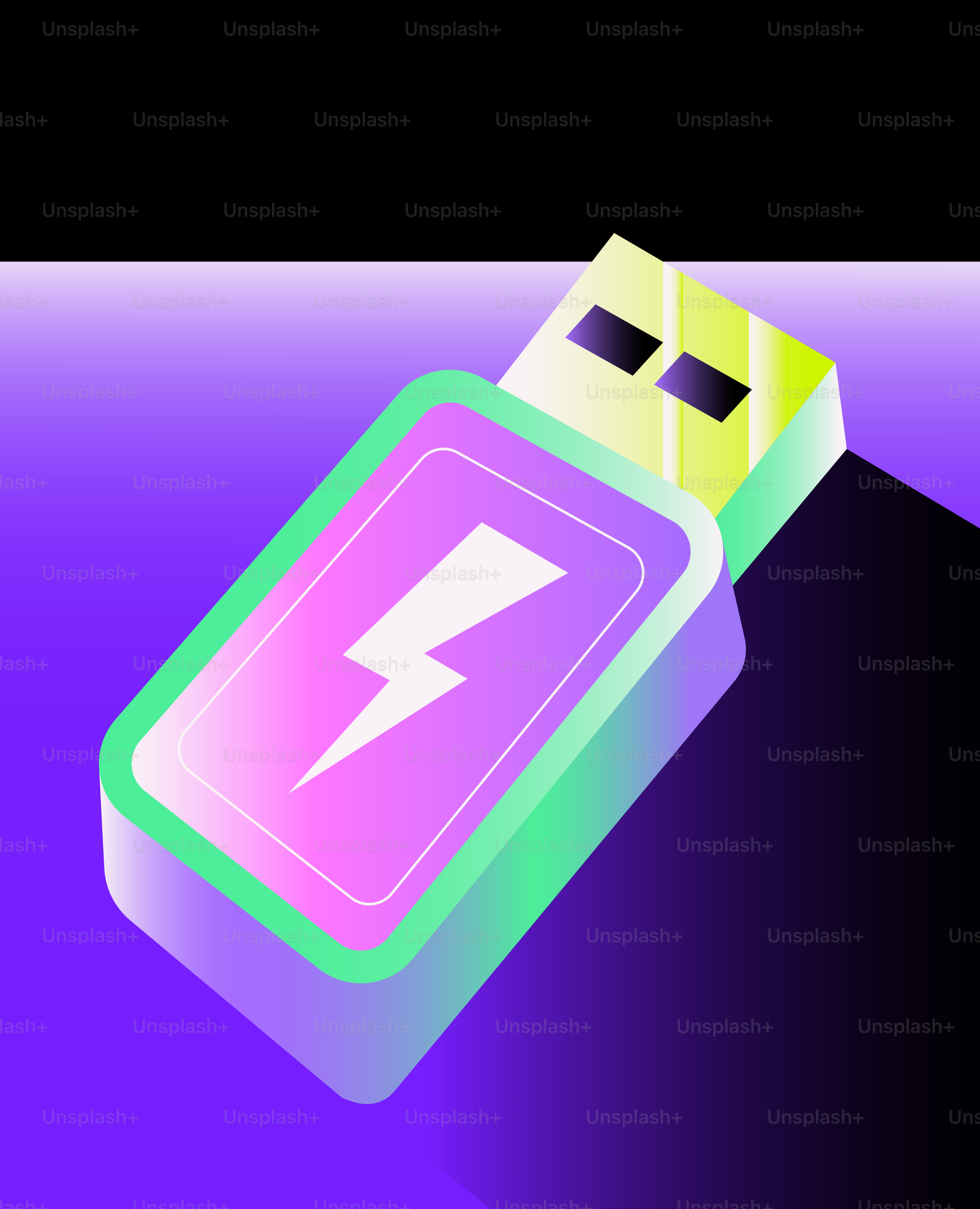 Clé USB avec un symbole d’éclair.