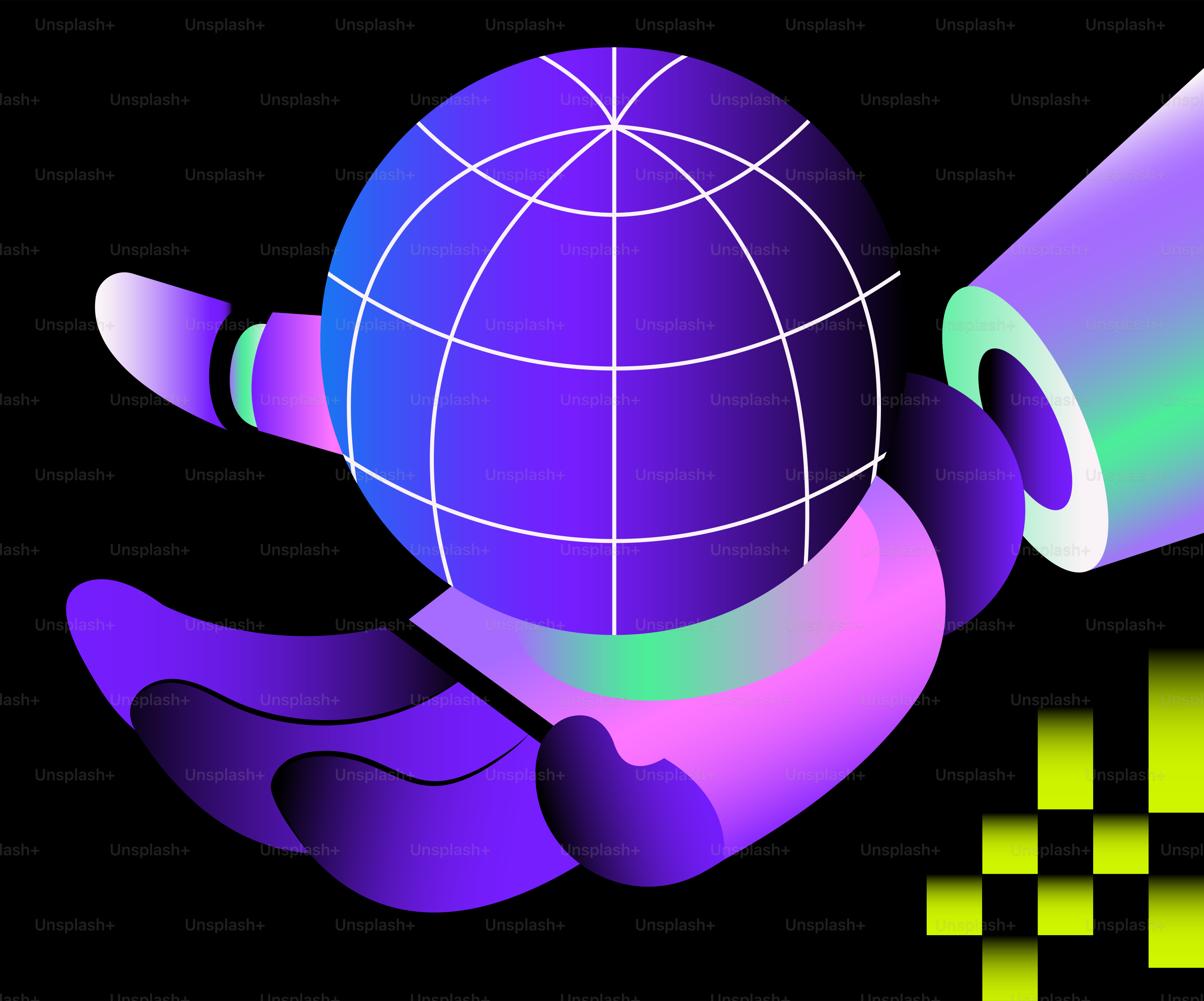 Abstract hand holding a glowing globe