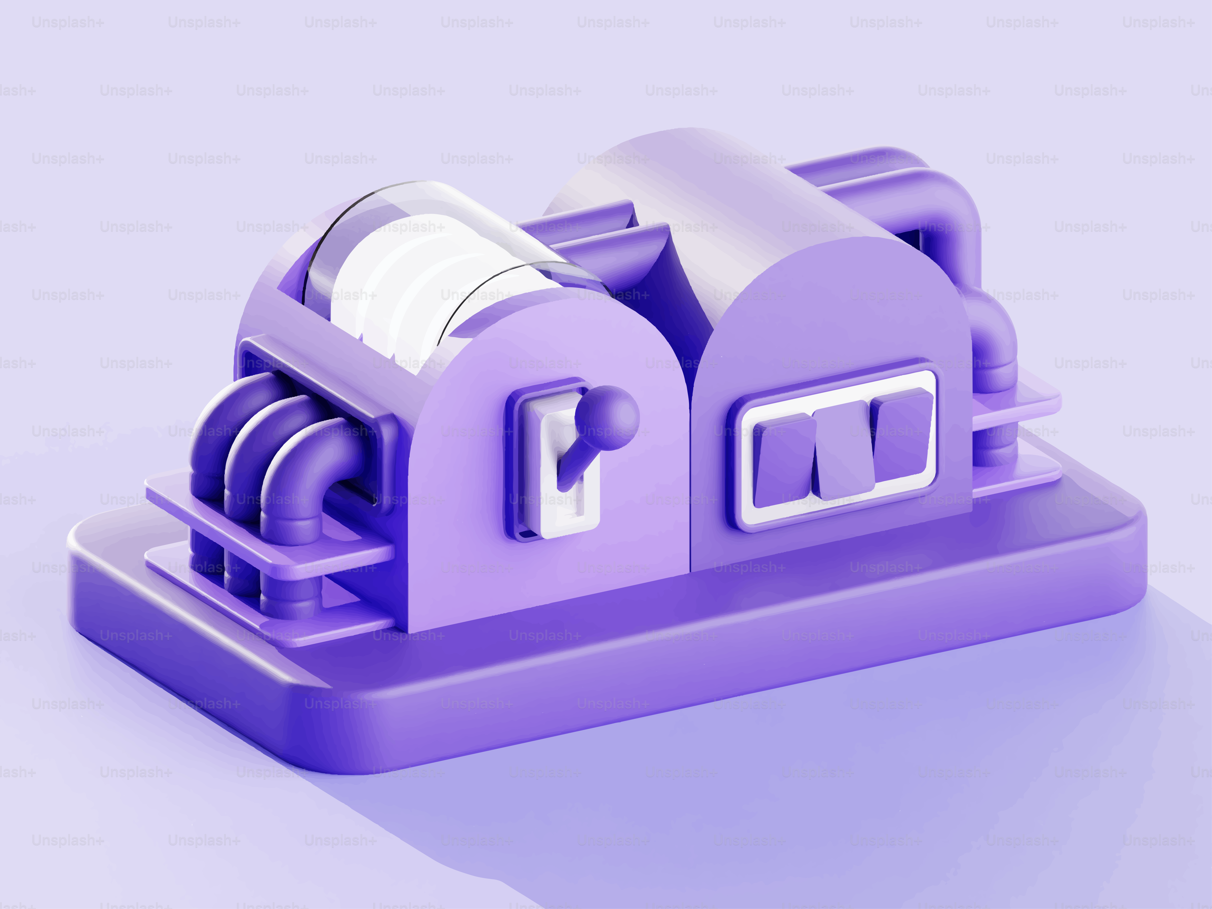 A purple cartoon-style generator with switches.