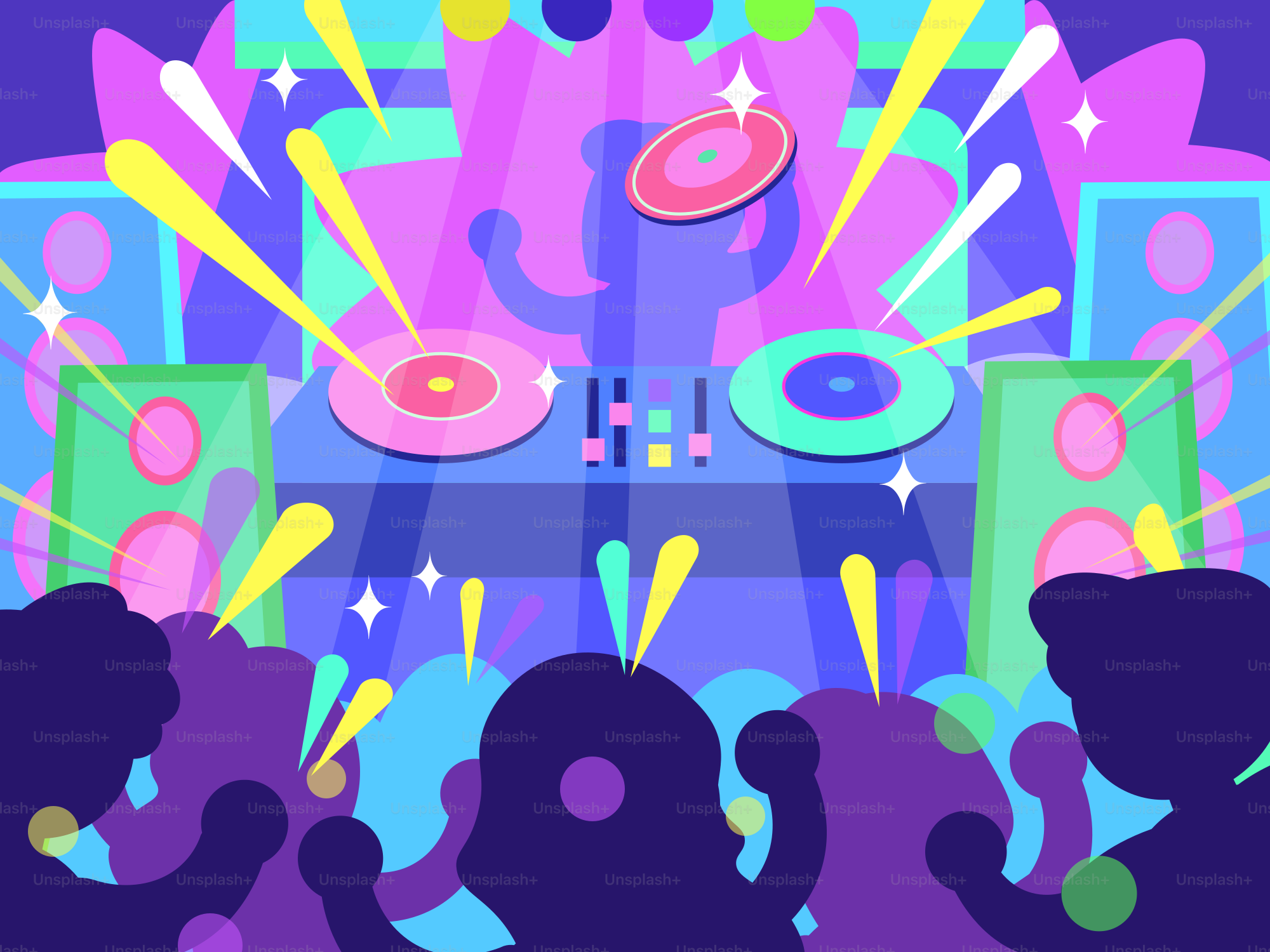 Un set de DJ vibrant avec une foule dansante